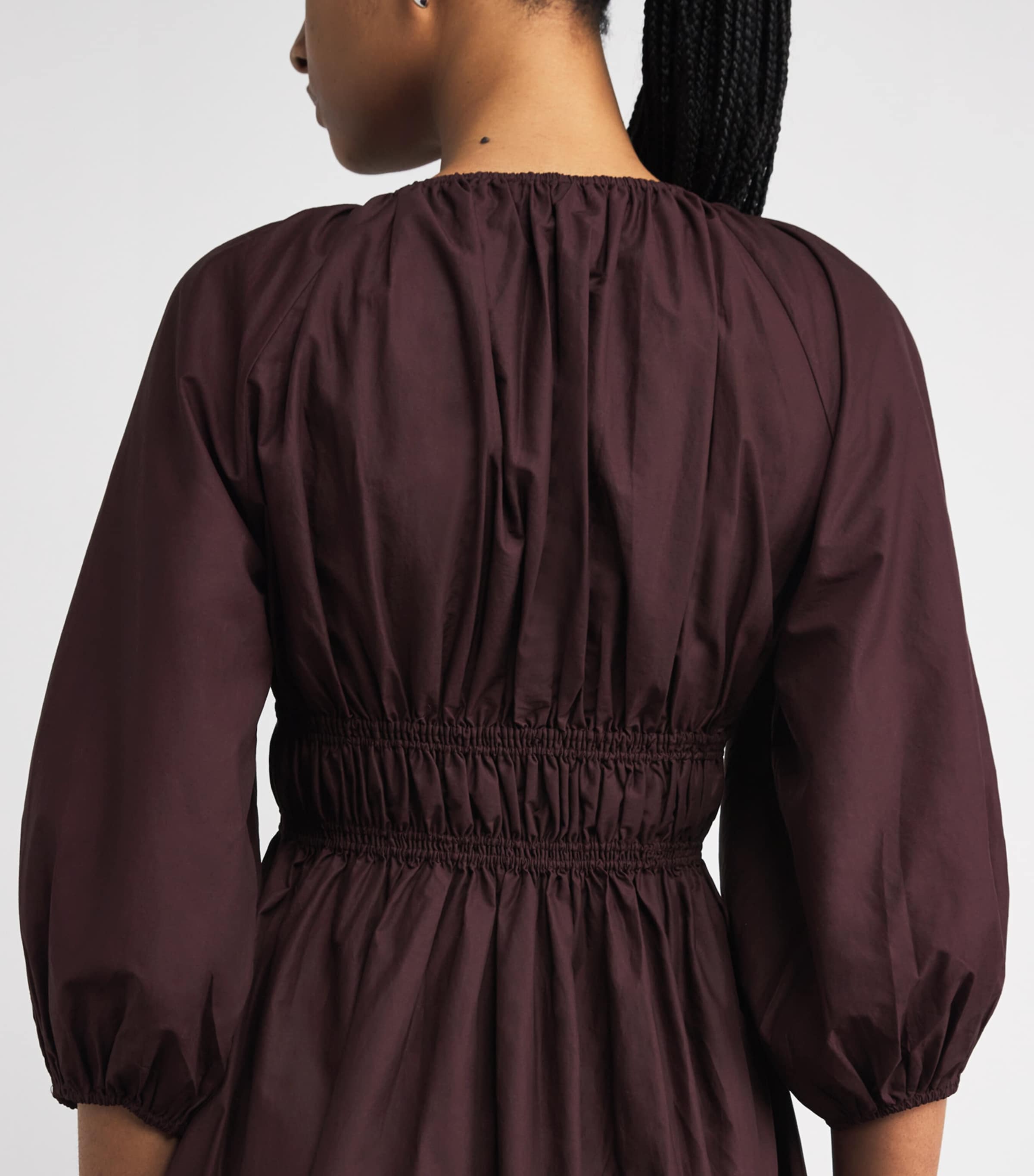 Cotton Plunge Dress AUBERGINE/AUB Image 6