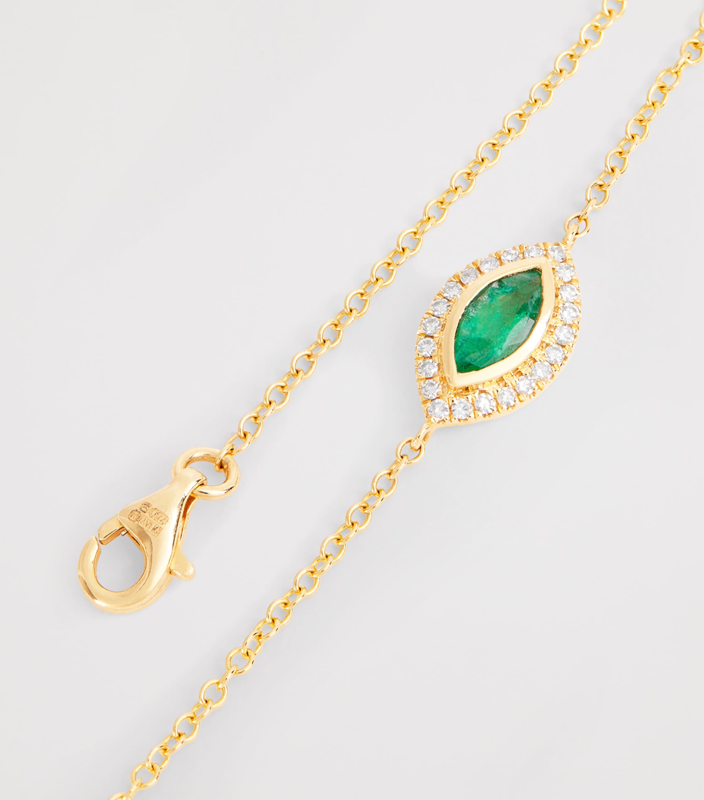 Yellow Gold, Diamond and Emerald Evil Eye Bracelet YELLOW GOLD Image 5