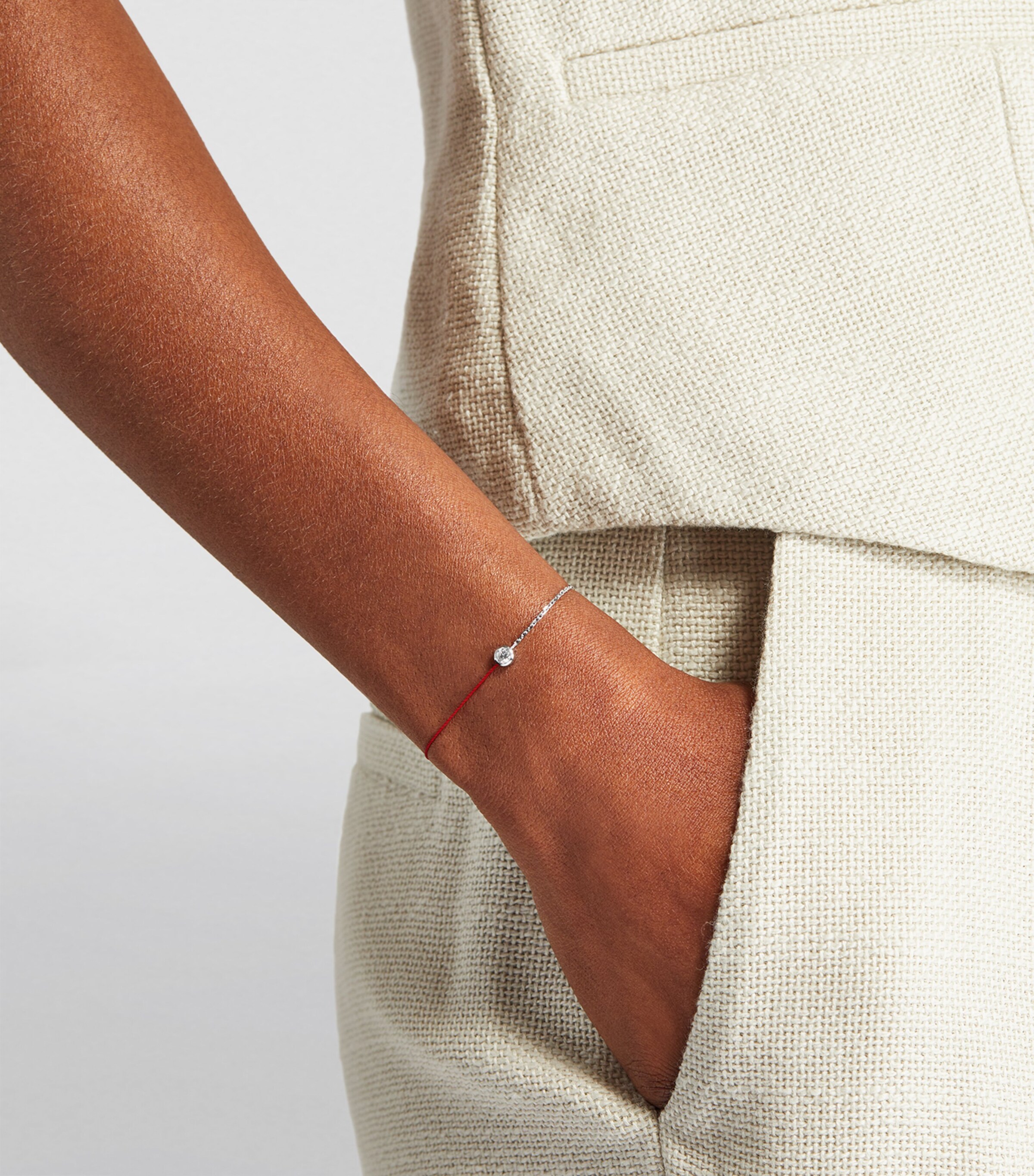 White Gold and Diamond So Pure Bracelet WG RED THREAD Image 4