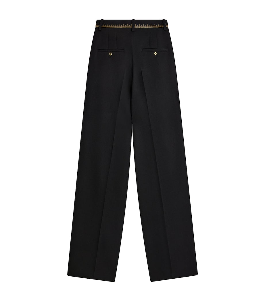Schiaparelli Womens Wool Measuring Tape Wide-Leg Trousers Black Image 2