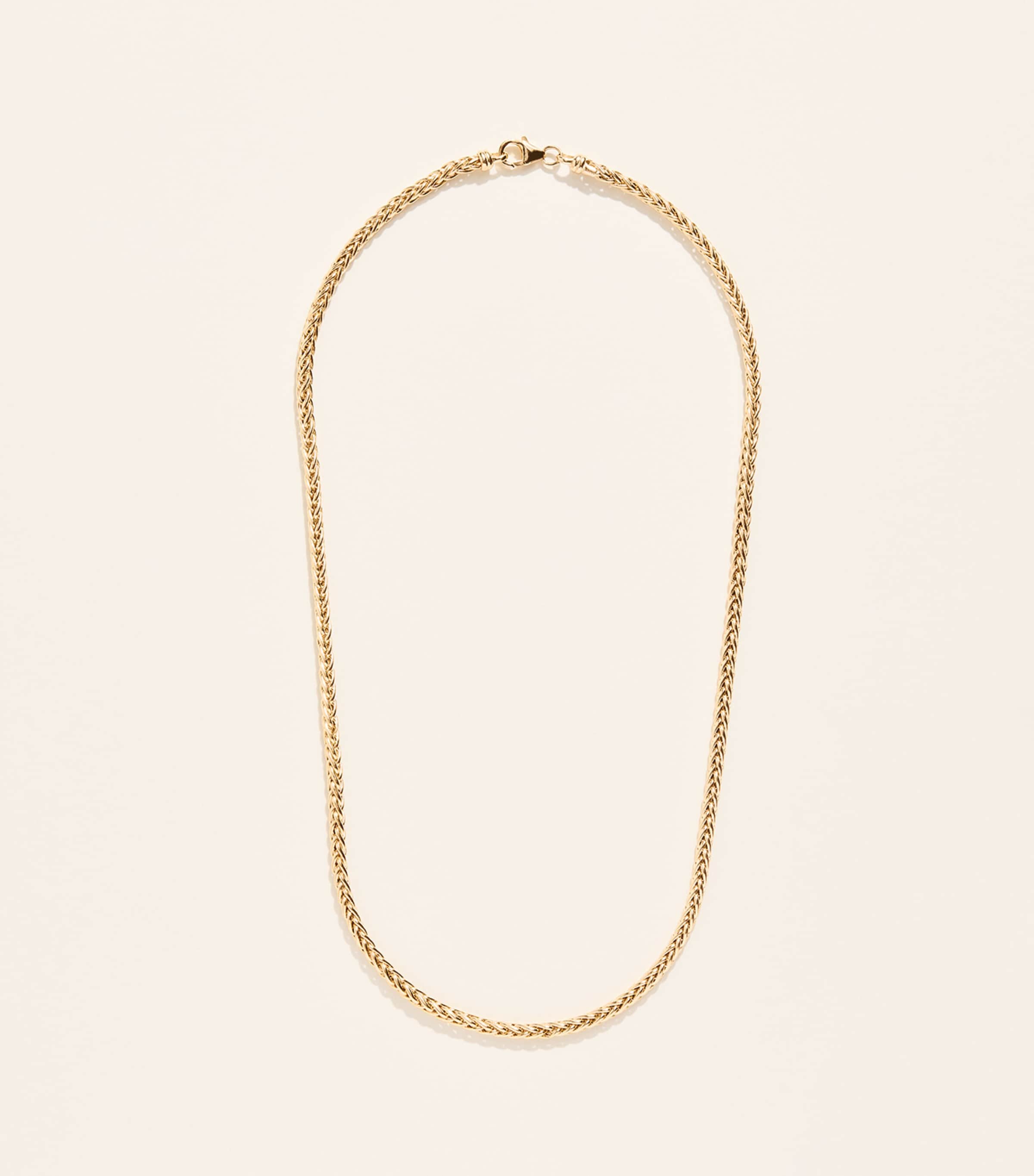 Azlee Small Woven Chain Necklace Yellow Gold Image 1