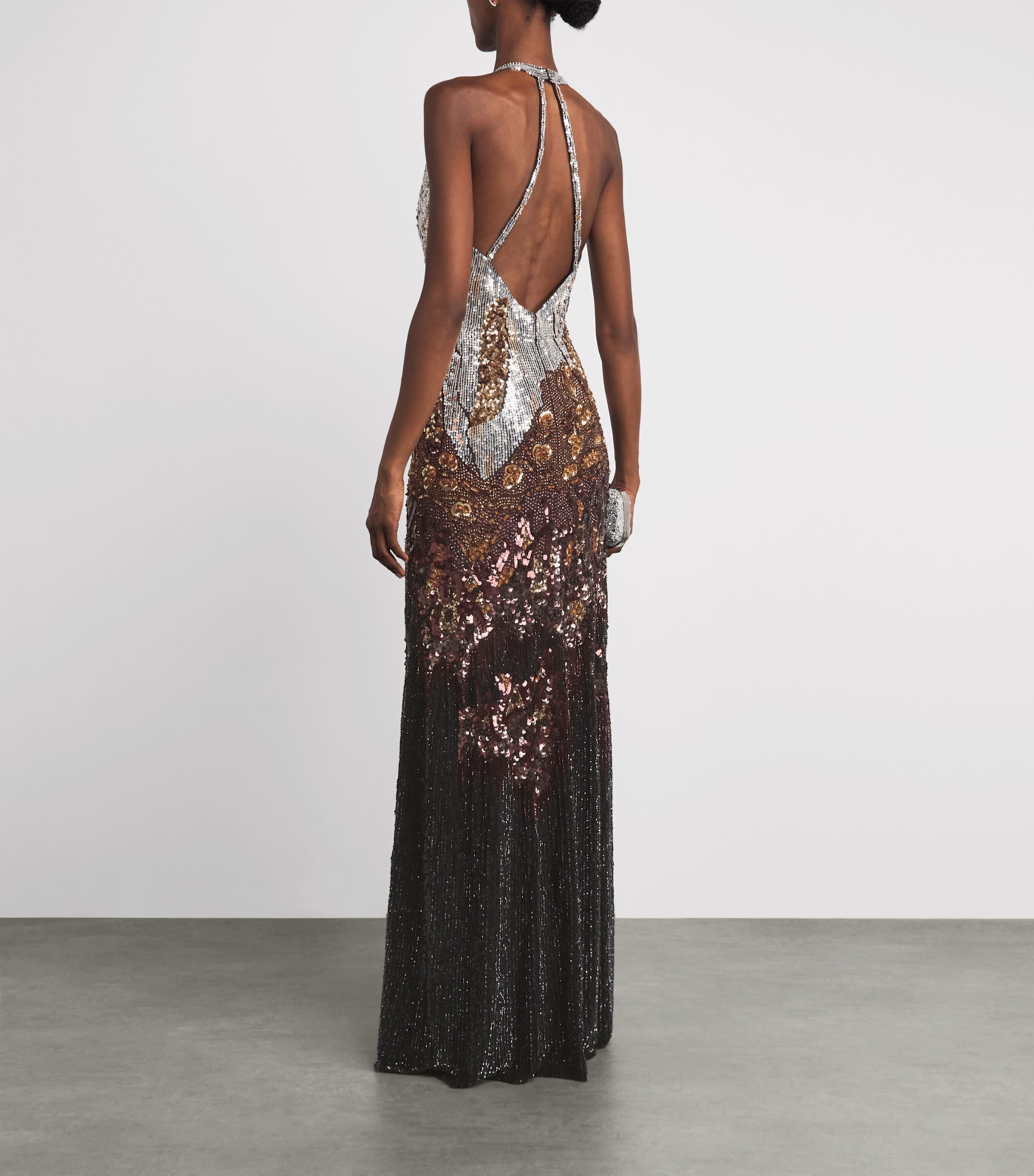 Jenny Packham Womens Embellished Wild Rose Gown Cacao Image 4