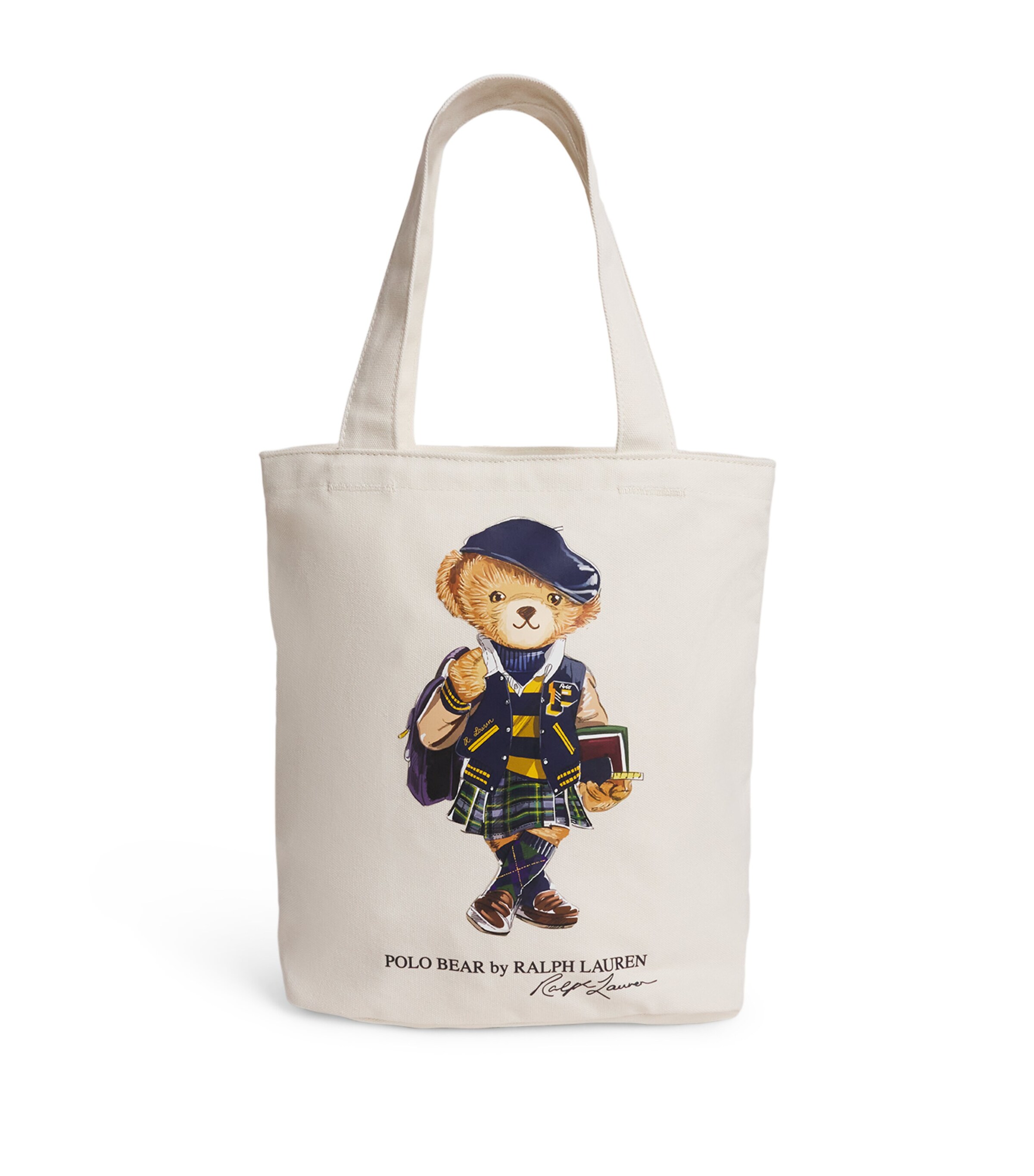 Canvas Polo Bear Tote Bag J9G NTRL C W/ PURPLE Image 1