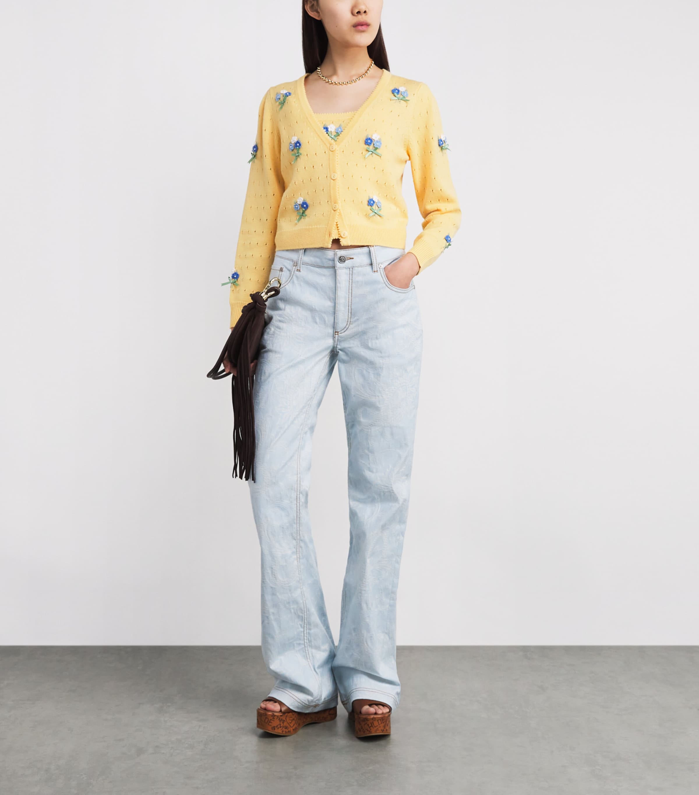 Merino Wool Embroidered Merinda Cardigan FLORET EMB YELLOW Image 2