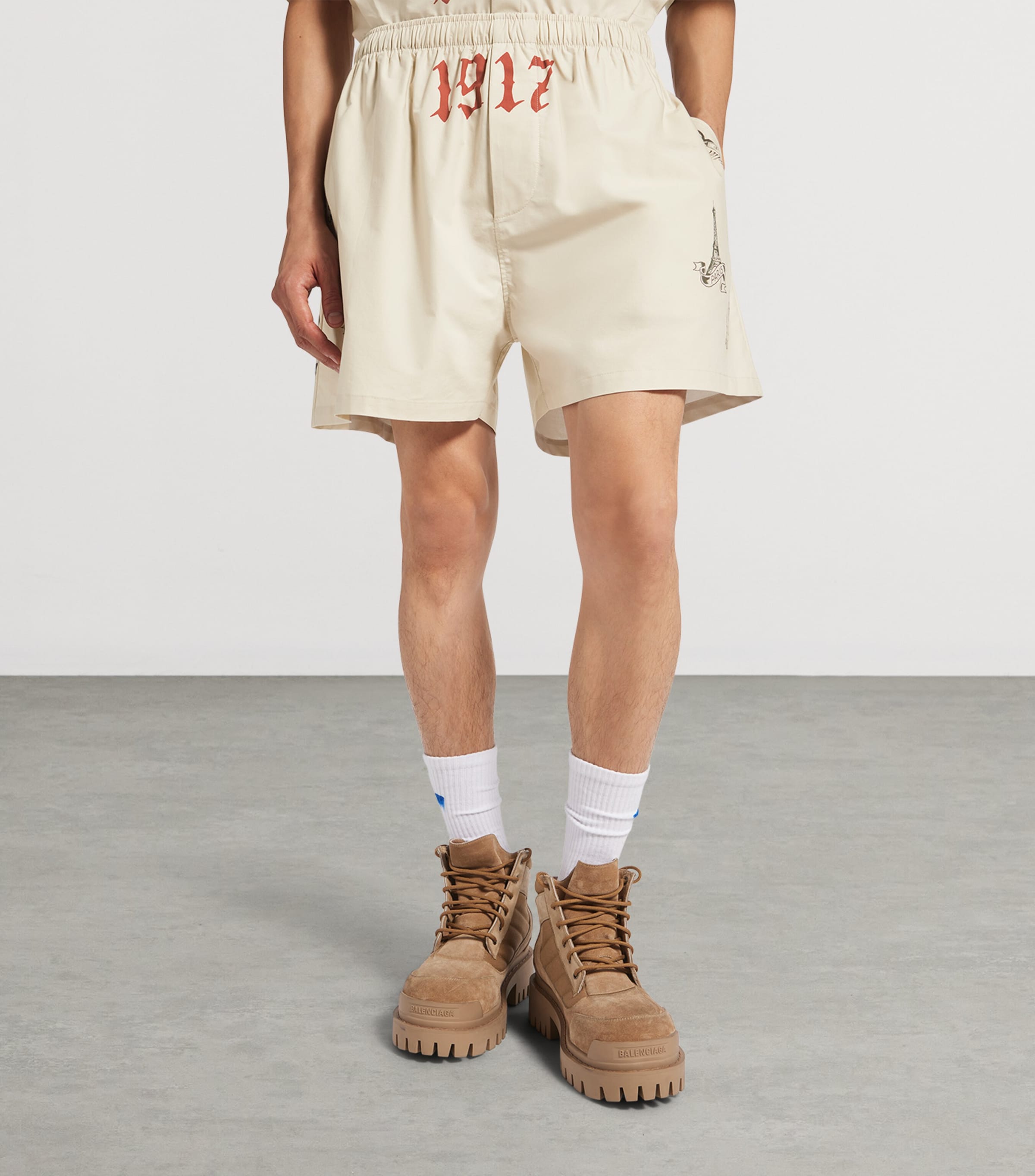 Balenciaga Mens Cotton Tattoo Print Shorts Image 4