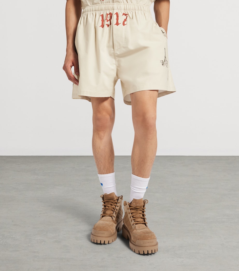 Balenciaga Mens Cotton Tattoo Print Shorts Image 4
