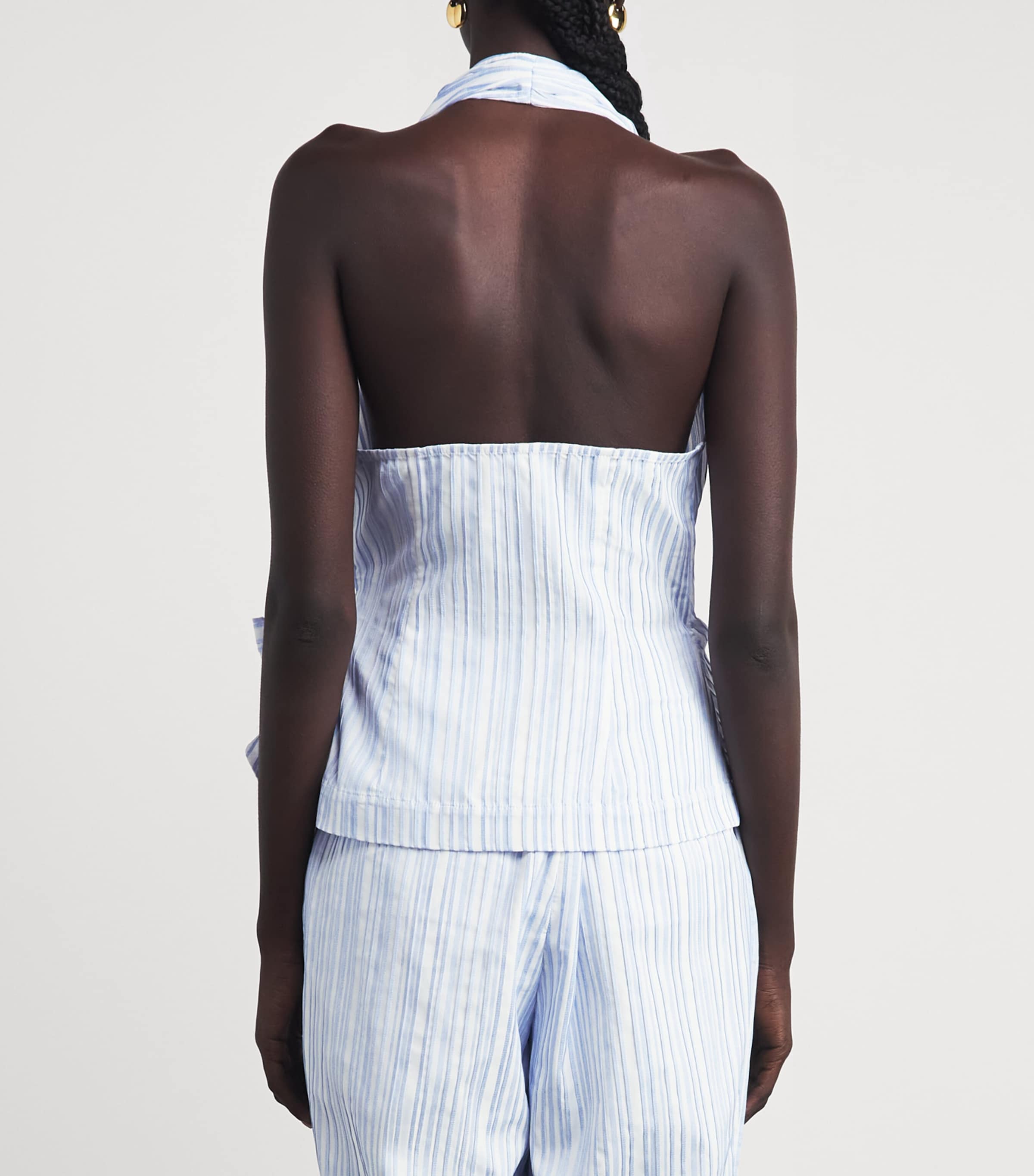 Simkhai Womens Bria Halterneck Top Blue Stripe Image 5