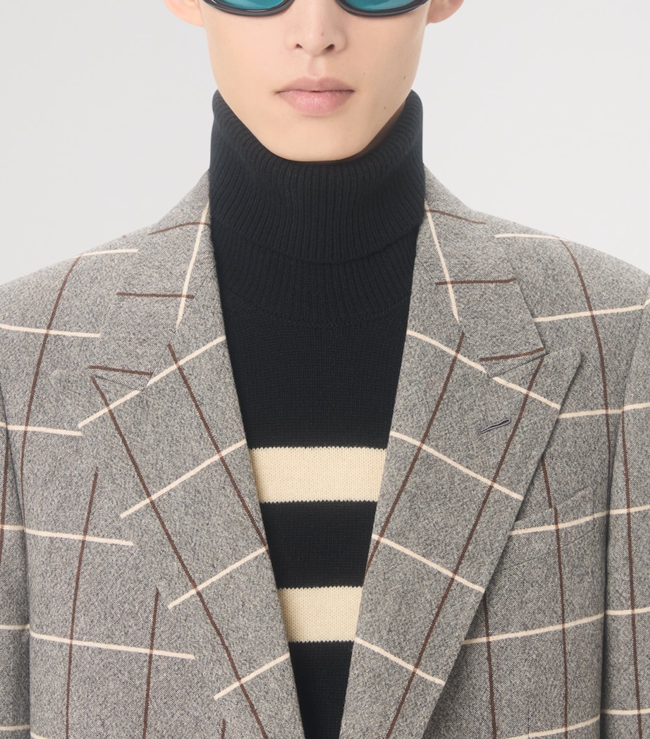 Virgin Wool Stripe Rollneck Sweater 9RA Image 6