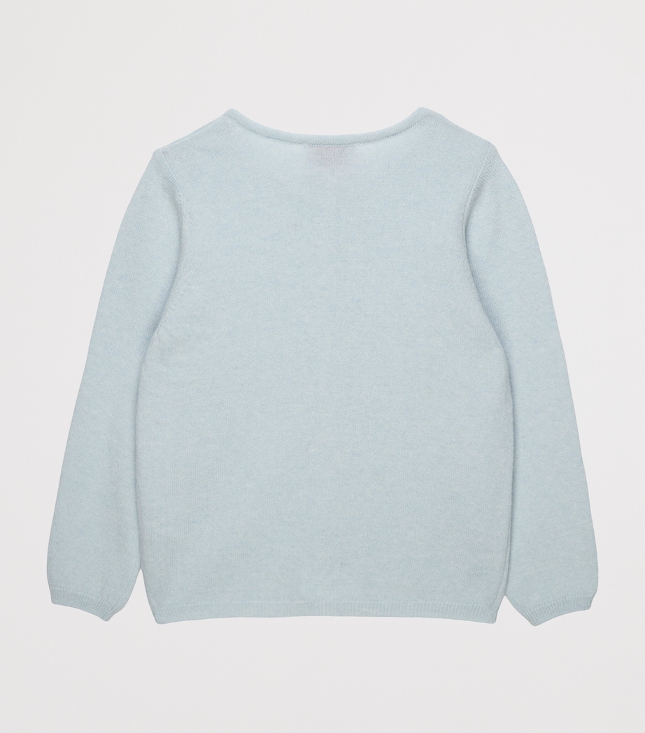 Trotters Velvet Bow Cardigan (2-5 Years) Pale Blue Image 2