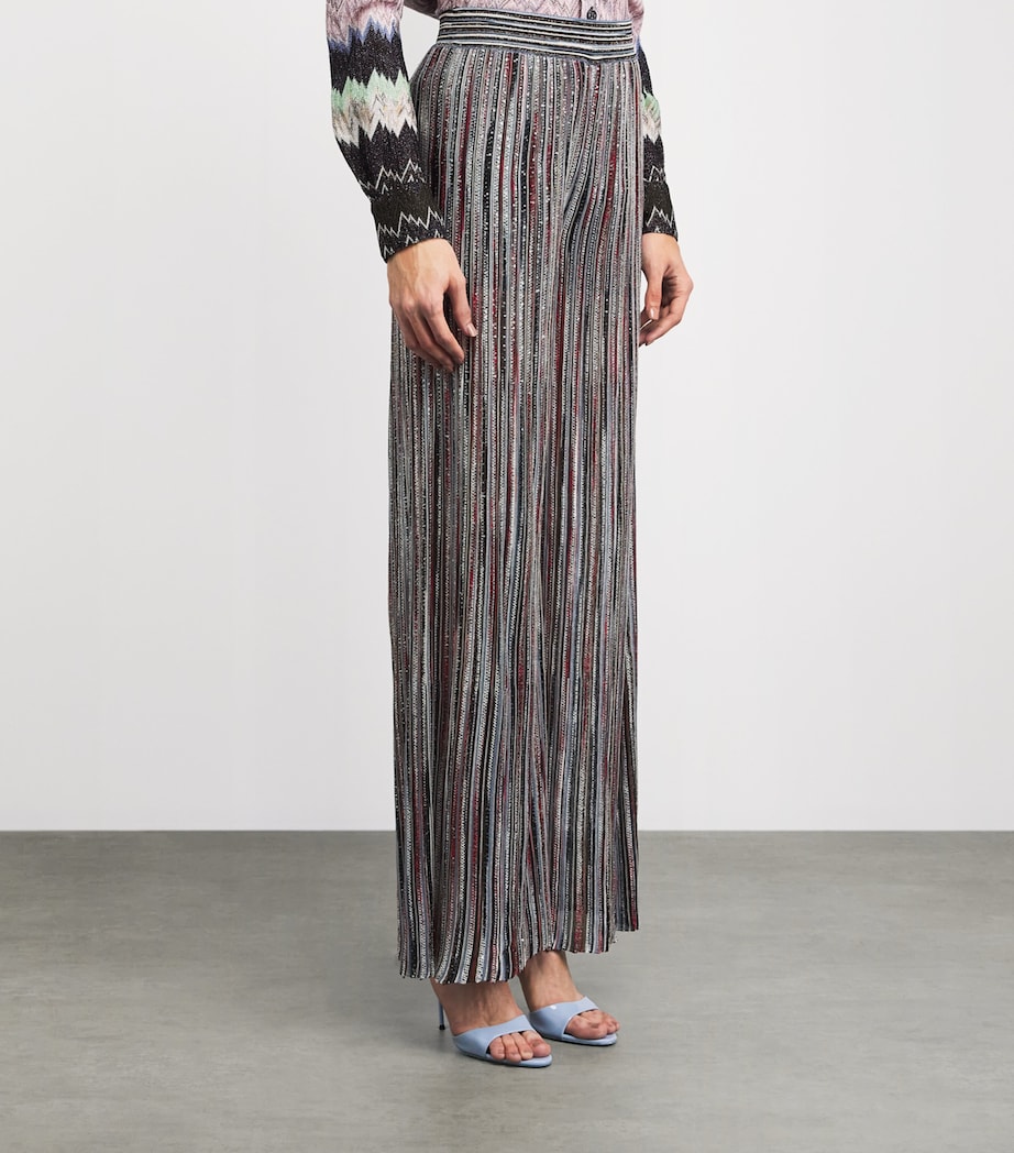 Missoni Womens Knitted Sequin Stripe Trousers Smsmb Drk W Red /blu Image 4