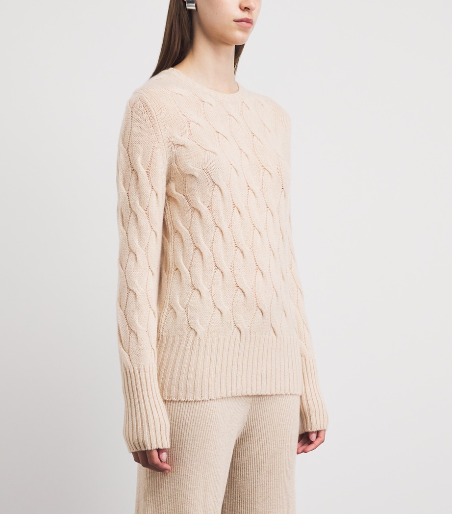 Johnstons Of Elgin Womens Cashmere Cable-Knit Sweater Natural Image 4