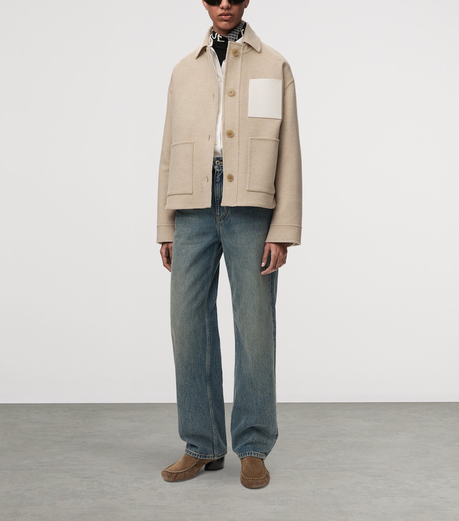 LOEWE Womens Wool-Cashmere Workwear Jacket Beige/white Image 2