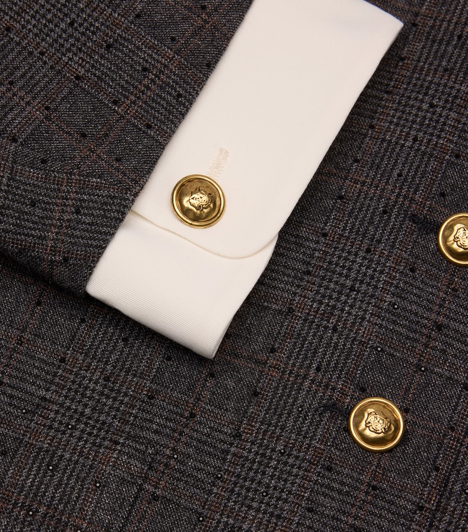 Checked Rhinestone-Embellished Jacket GREY / BROWN Image 5