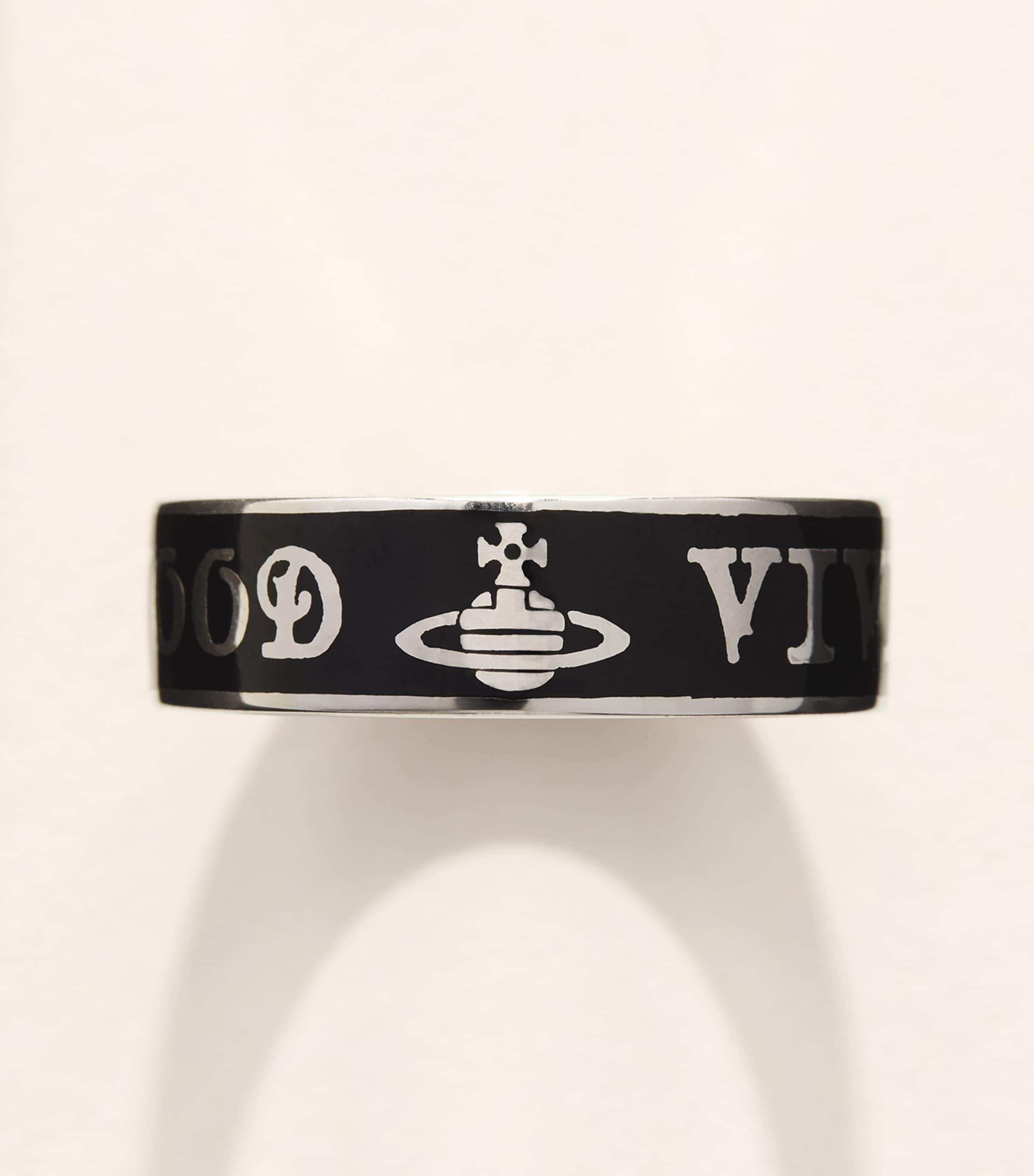 Vivienne Westwood Conduit Street Ring Plat/bk Enml Image 3