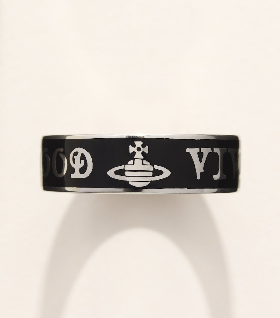 Vivienne Westwood Conduit Street Ring Plat/bk Enml Image 3