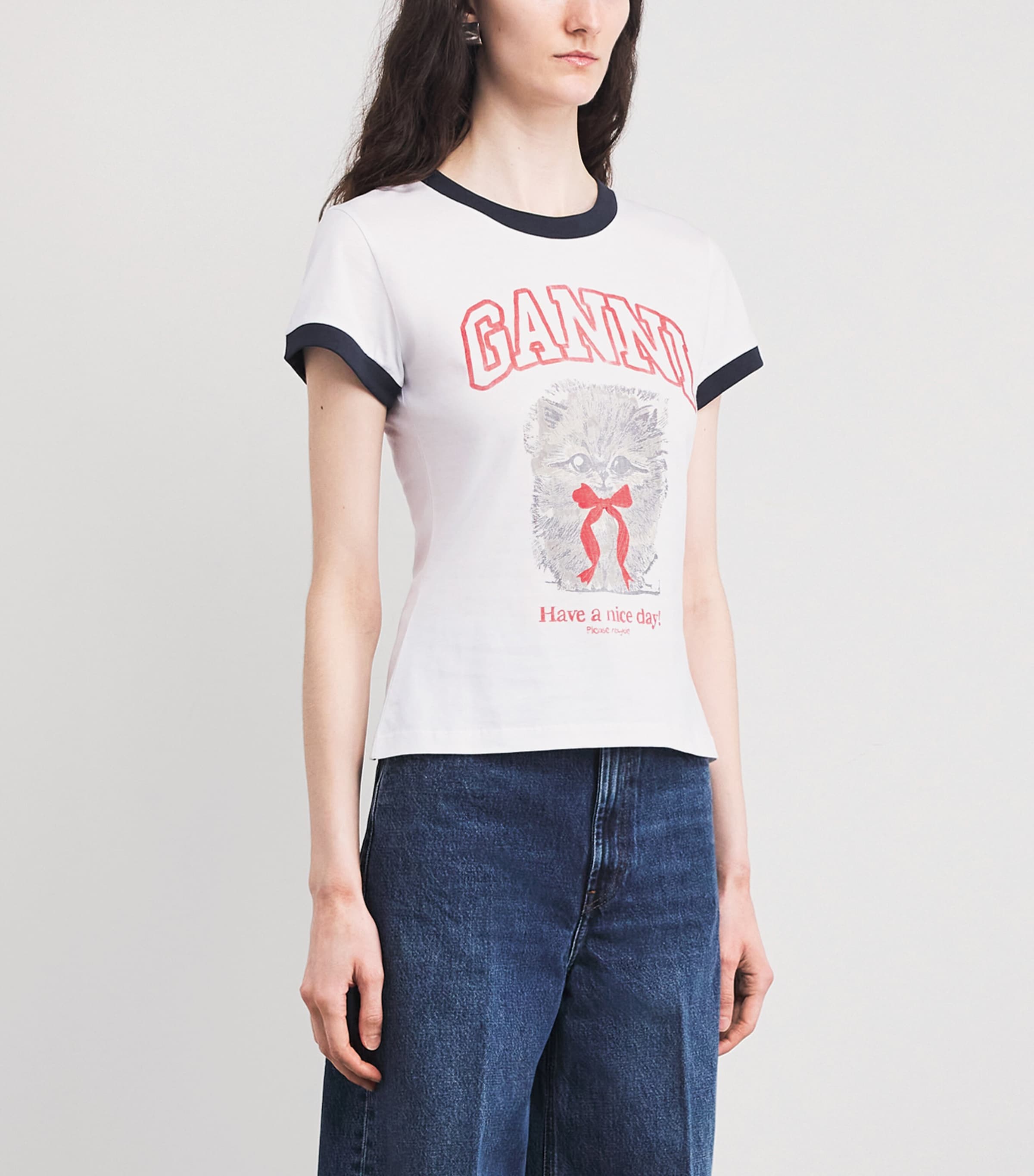 Organic Cotton Margot Kitty T-Shirt 151 BRIGHT WHITE Image 3