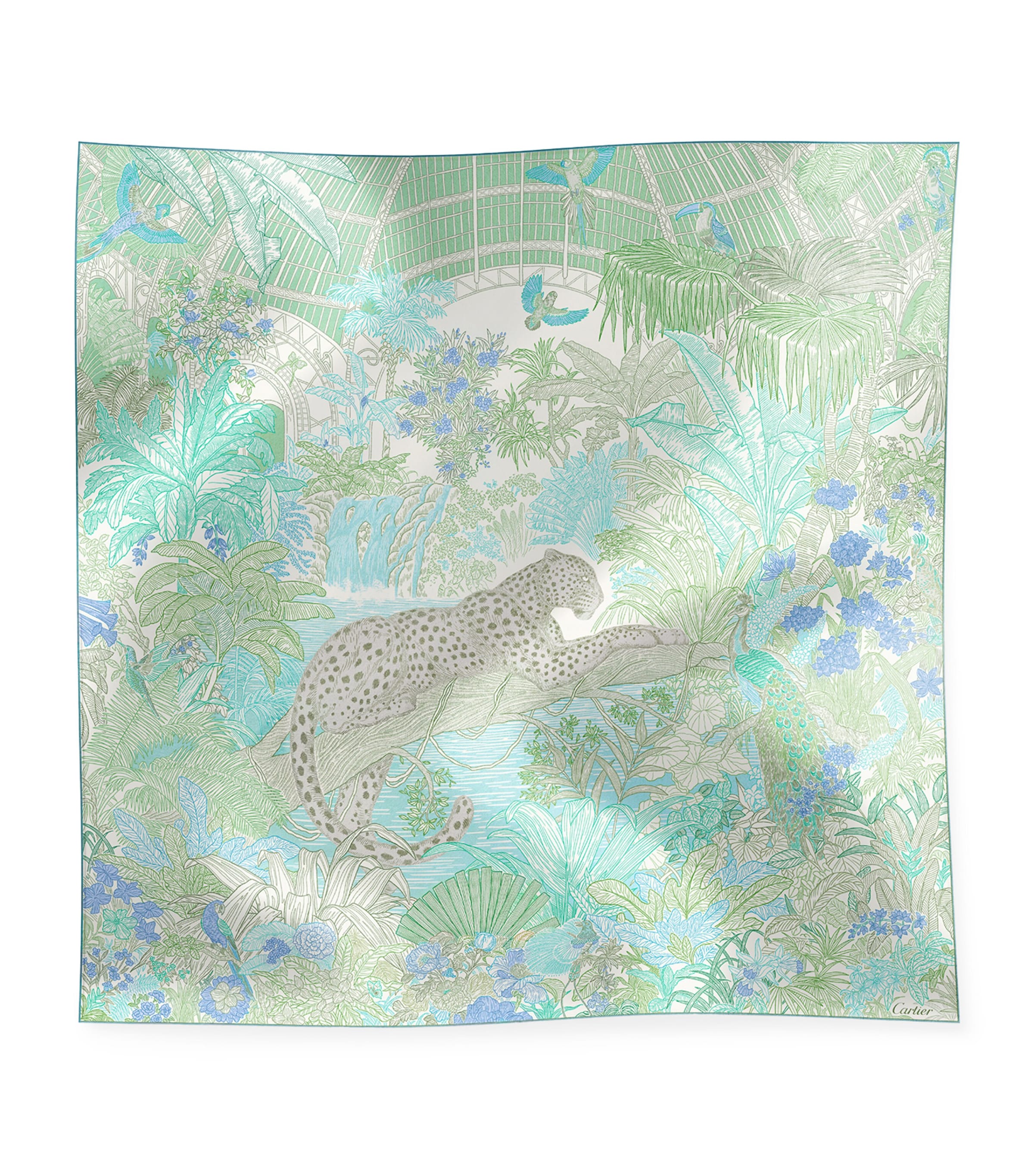 Cartier Silk Panthère Greenhouse Scarf Sage Green Image 1