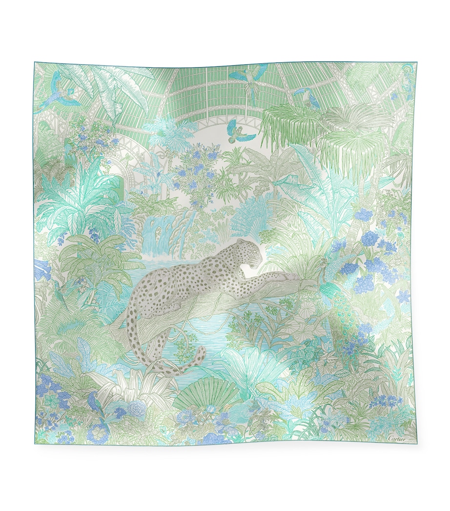 Cartier Silk Panthère Greenhouse Scarf Sage Green Image 1