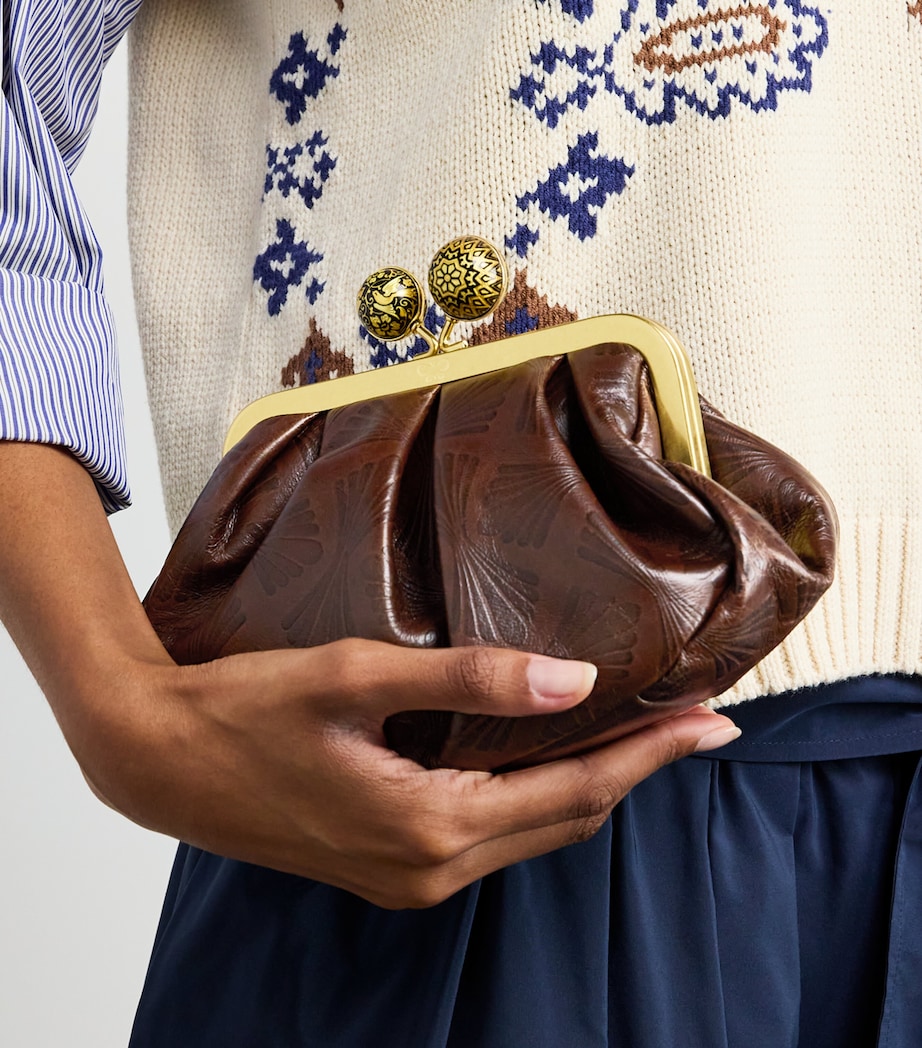 Leather Spanish Heritage Pasticcino Clutch Bag DARK BROWN Image 5