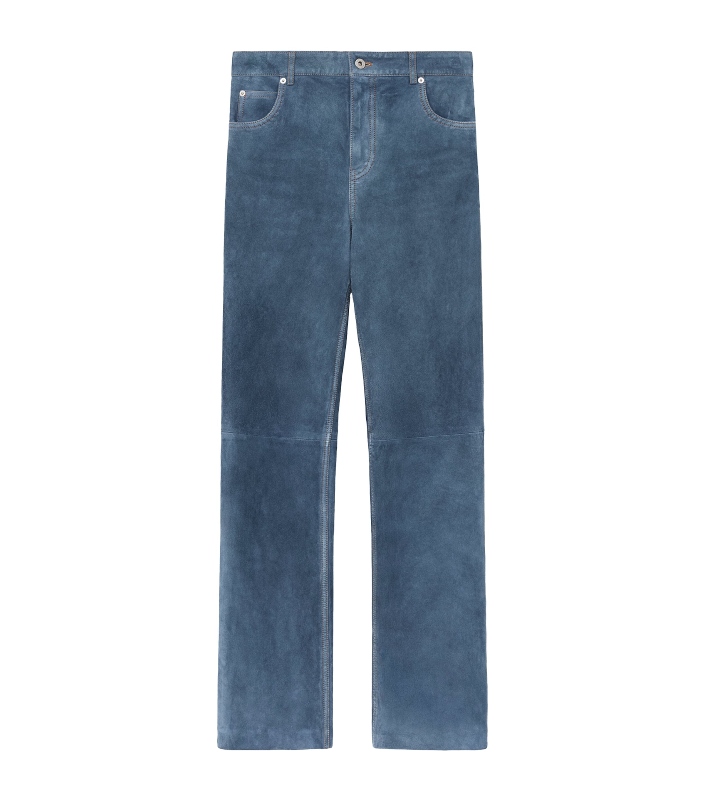 LOEWE Womens Suede Straight Jeans Blue Image 1