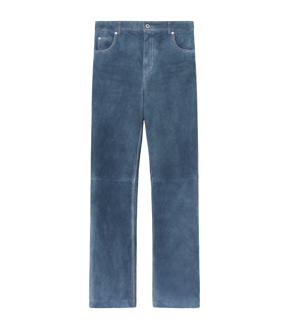 LOEWE Womens Suede Straight Jeans Blue Image 1