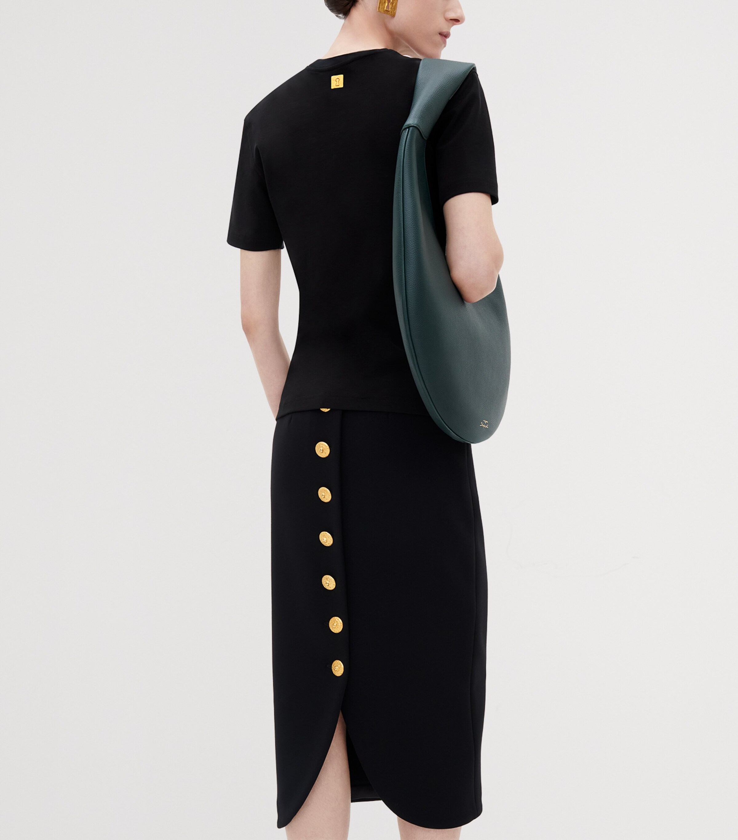 Schiaparelli Large Leather Soufflé Shoulder Bag Dark Green Image 3