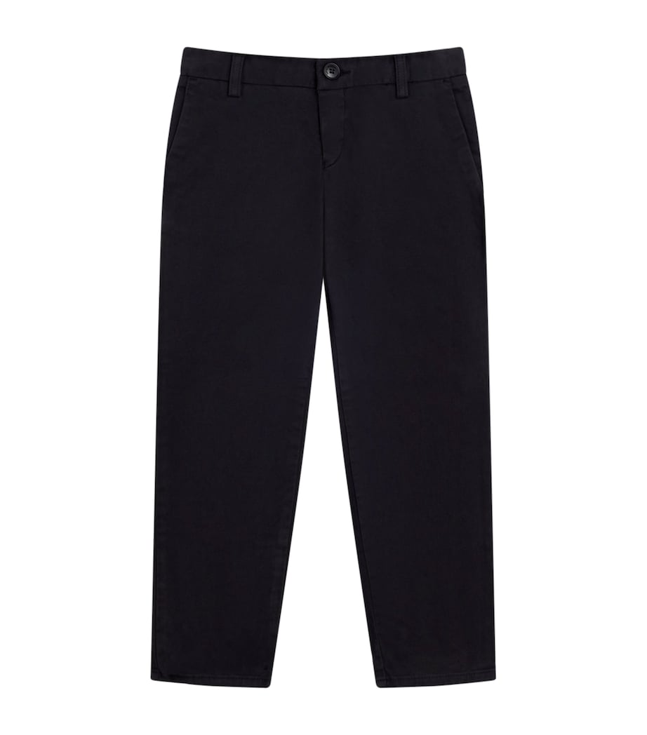 Stretch-Cotton Logo-Plaque Trousers (4-16 Years) 0920 BLU NAVY Image 1