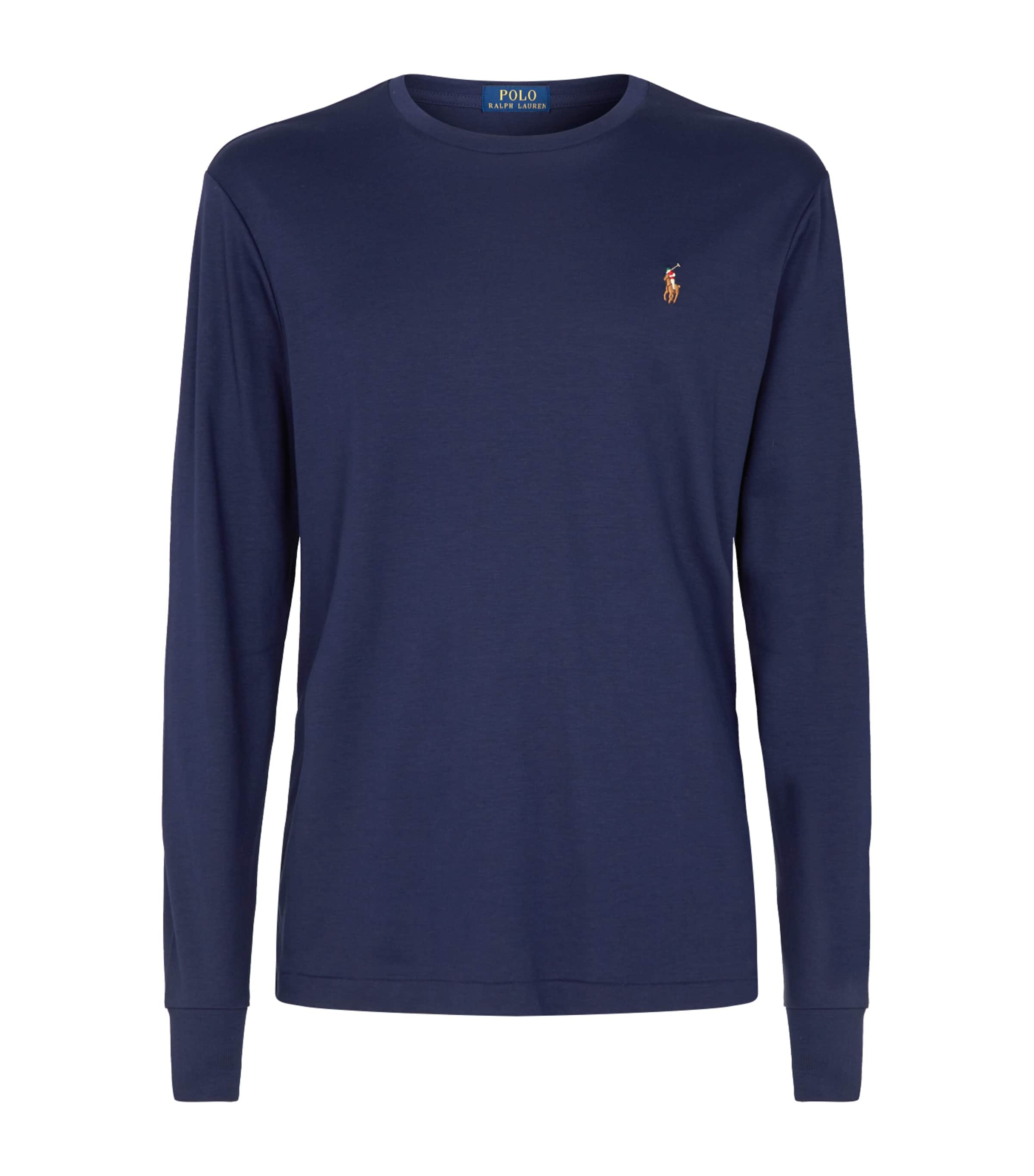 Polo Ralph Lauren Pima Cotton Long-sleeved T-shirt In Navy