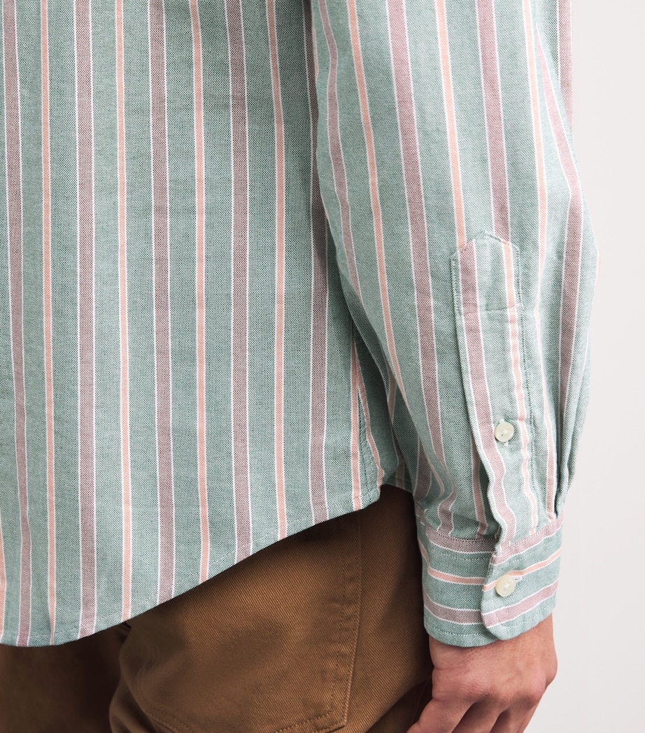 Cotton Stripe Oxford Shirt GREEN Image 6