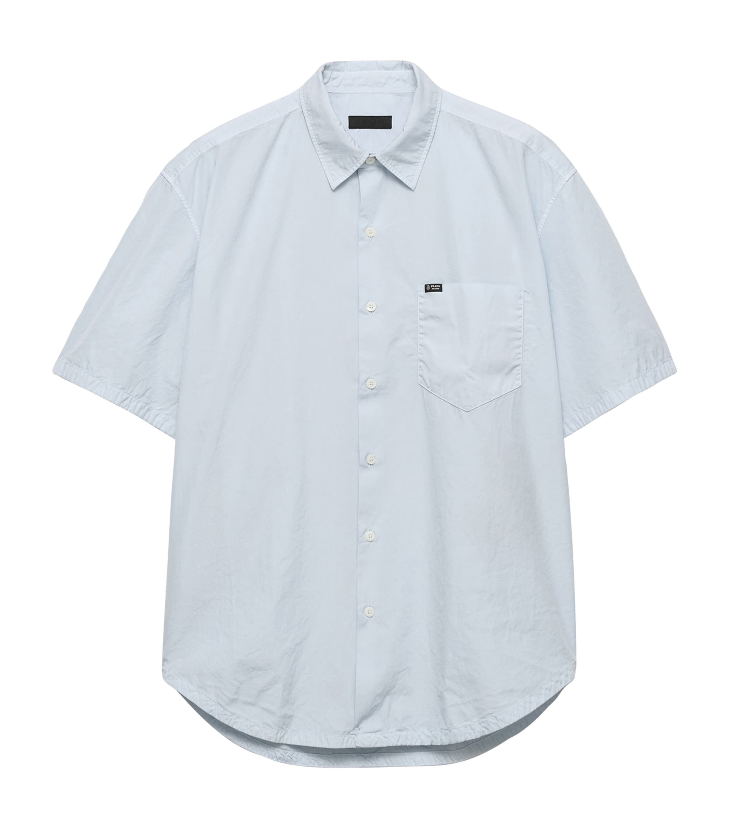 Prada Mens Cotton Relaxed Short-Sleeve Shirt Light Blue Image 1