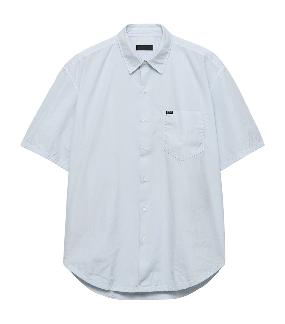 Prada Mens Cotton Relaxed Short-Sleeve Shirt Light Blue Image 1
