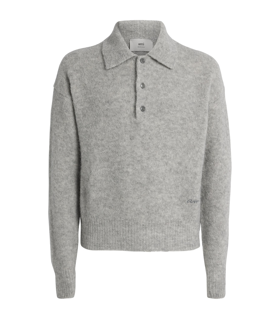 Wool-Blend Ami Polo Sweater 050 - GRIS Image 1