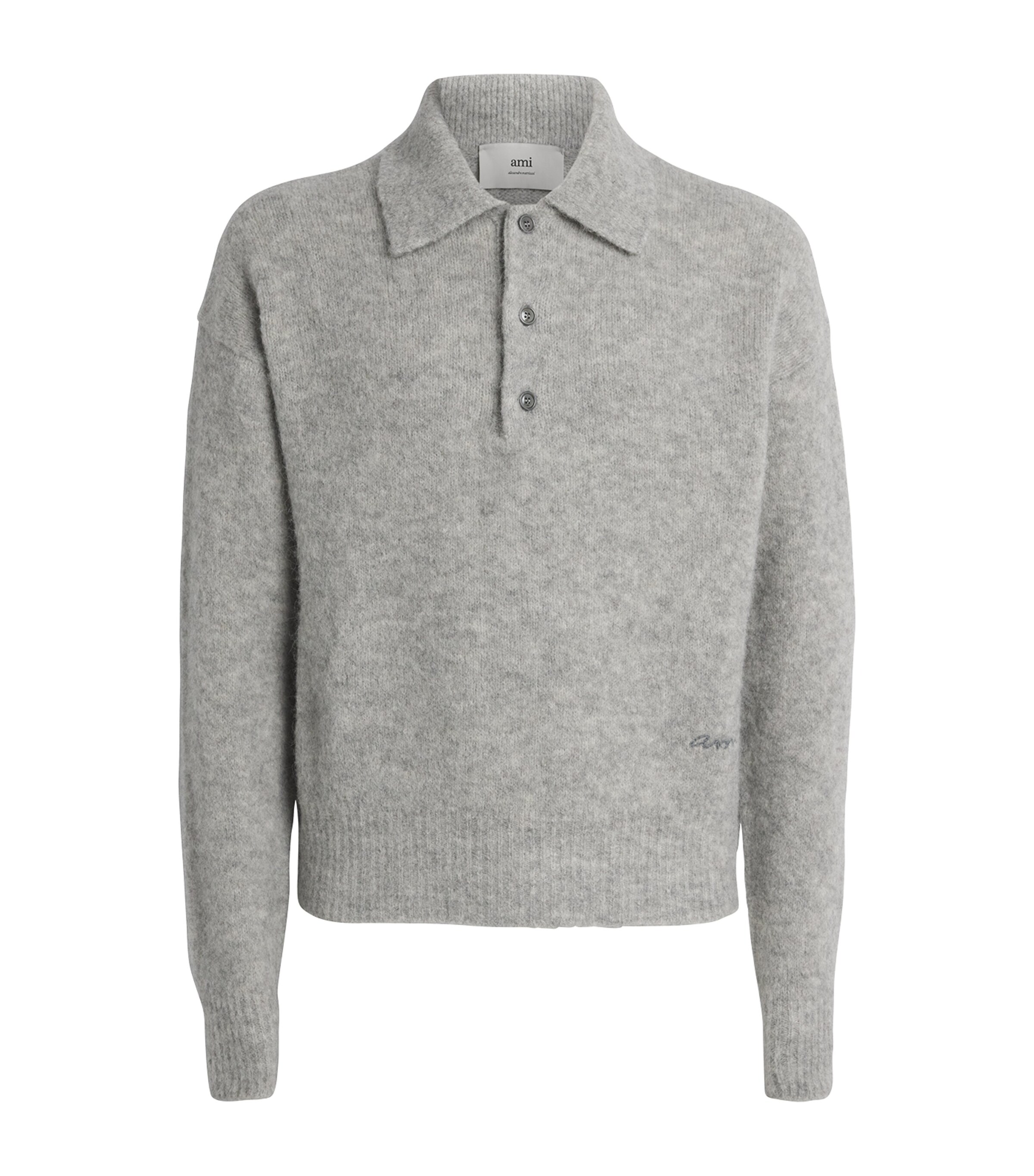 AMI Paris Wool-Blend Ami Polo Sweater | Men New In | Mens Clothing | Men Bestsellers | Men Clothing | Knitwear | Jumpers | Designers | Ami Paris