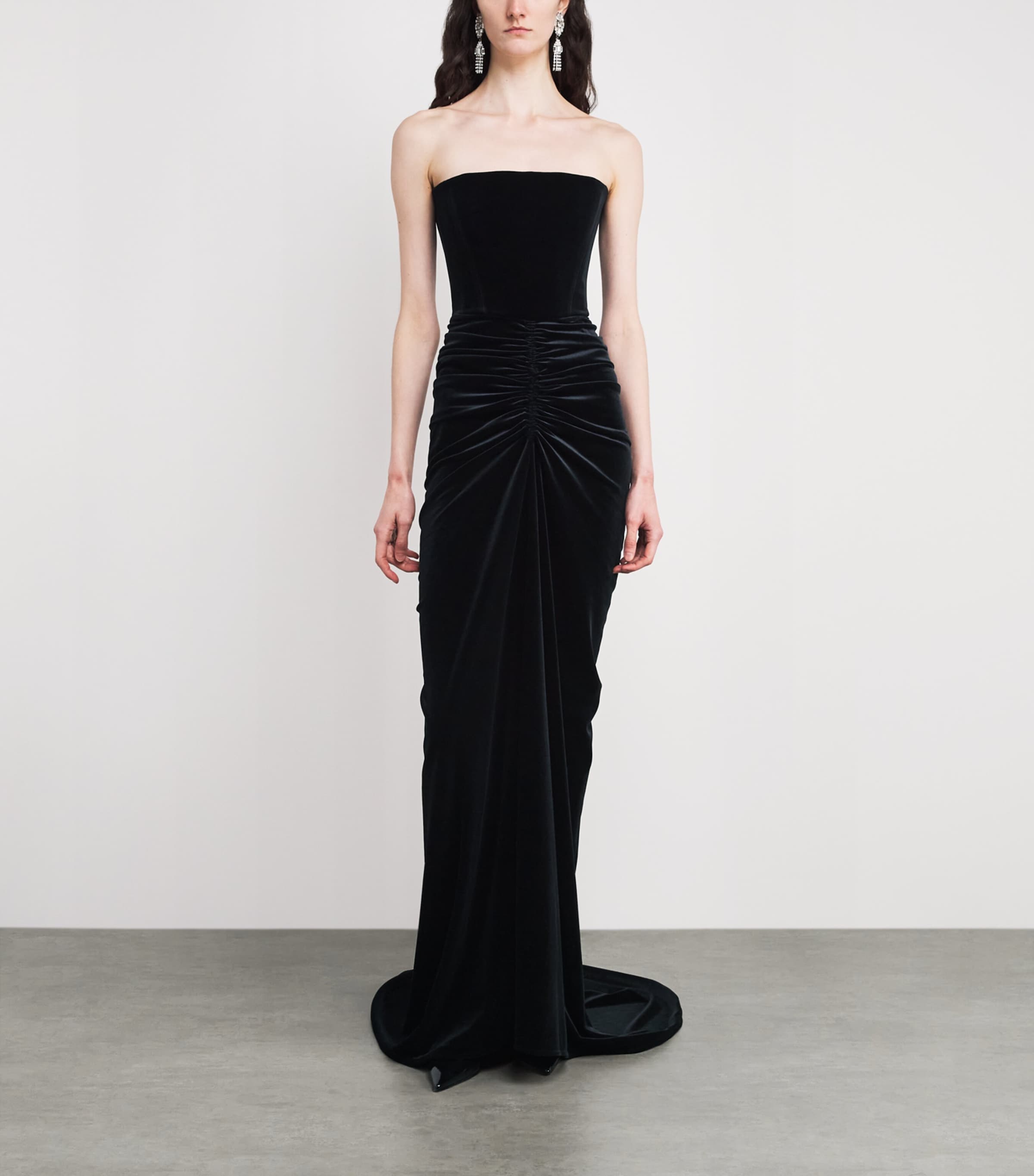 Strapless Ruched Gown BLACK Image 2