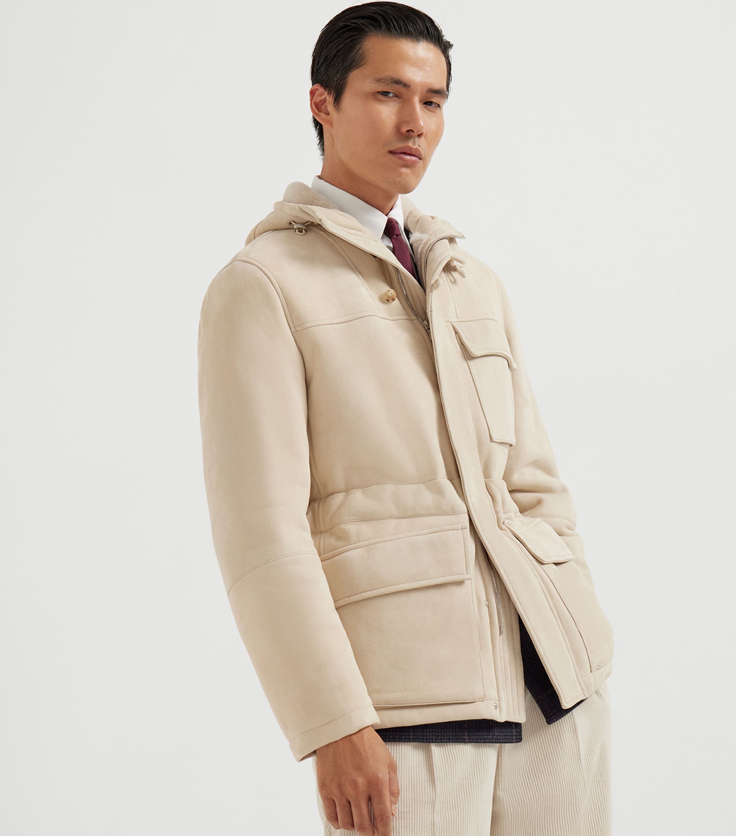 Suede-Shearling Hooded Jacket C7663 Image 4