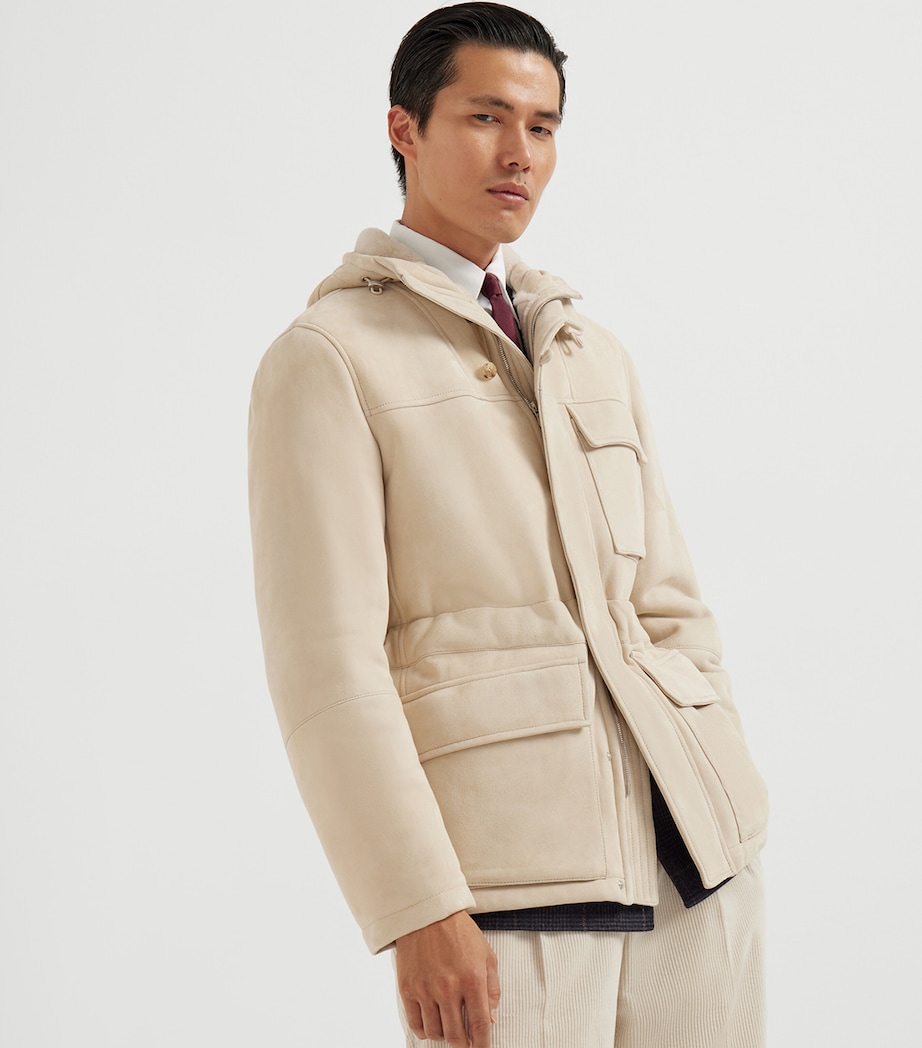 Suede-Shearling Hooded Jacket C7663 Image 4