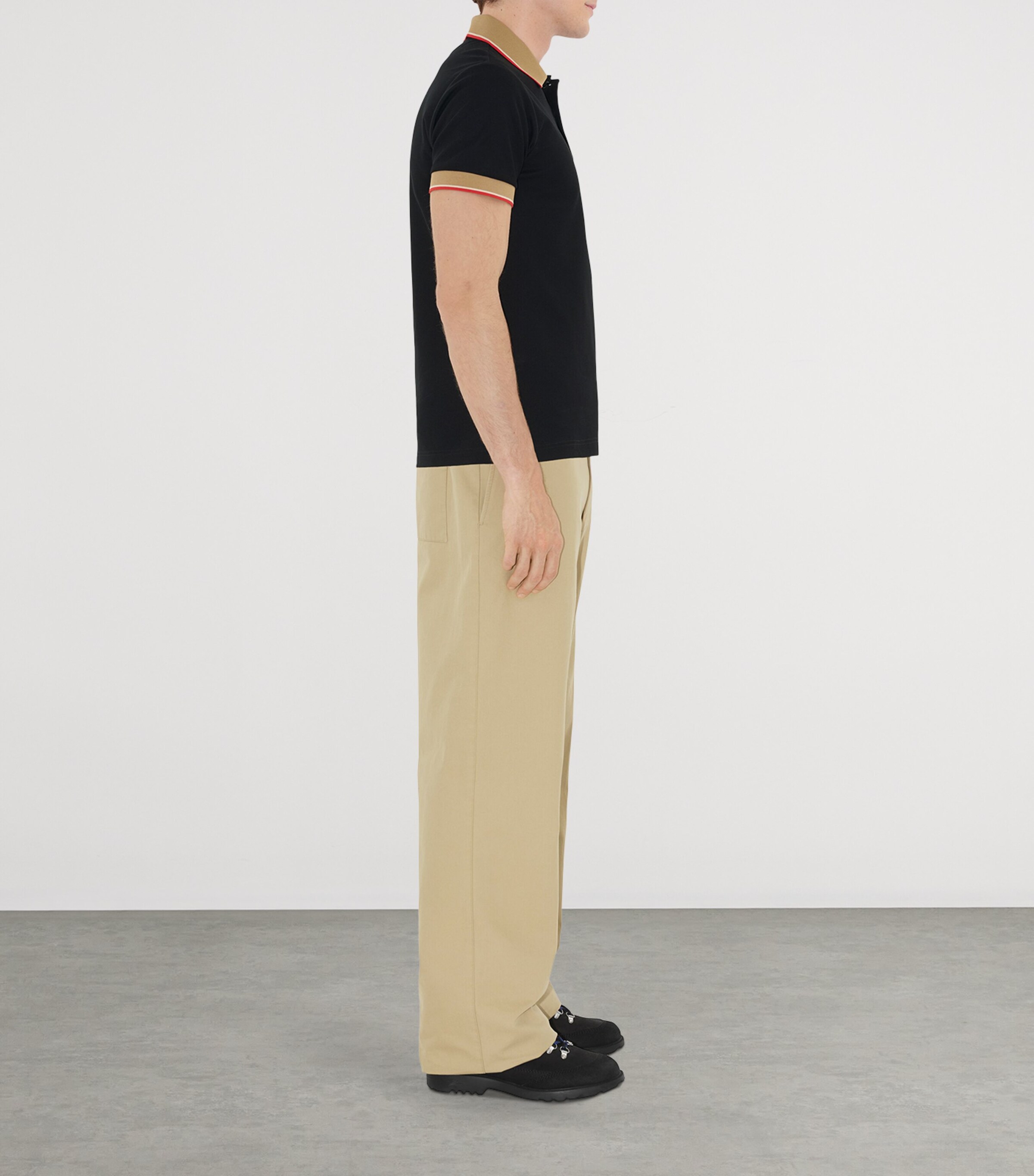 Cotton Logo-Collar Polo Shirt BLACK Image 3