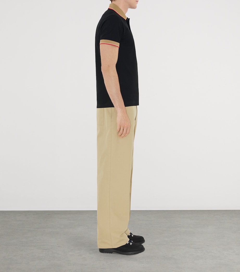 Cotton Logo-Collar Polo Shirt BLACK Image 3