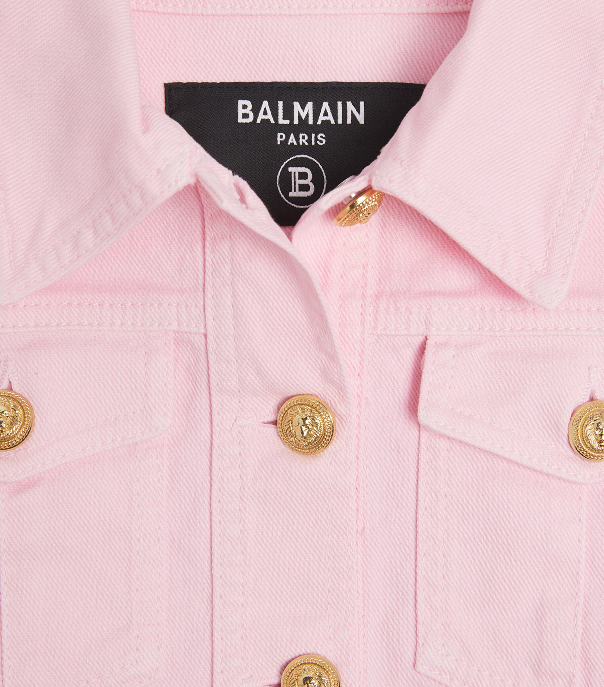 Balmain Kids Button-Detail Denim Jacket (4-13 Years) Rosa Chiaro Image 3
