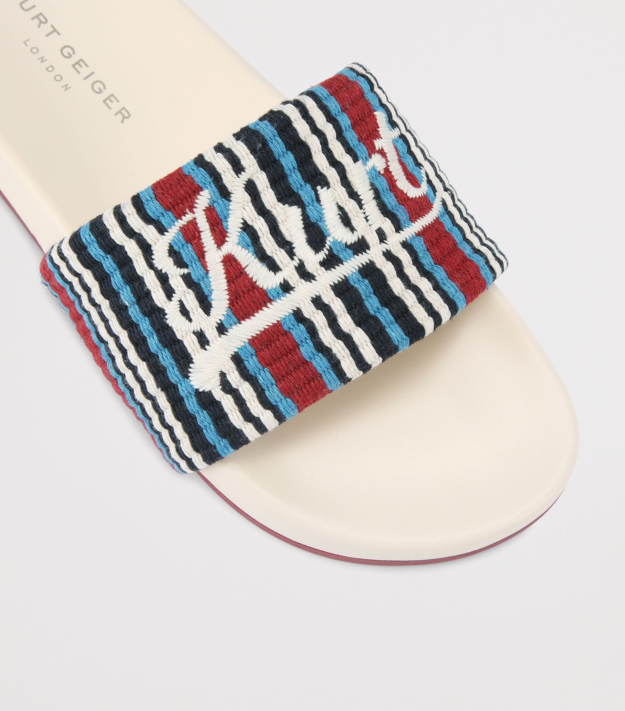 Kurt Geiger London Logo Script Slides Red Comb Image 2