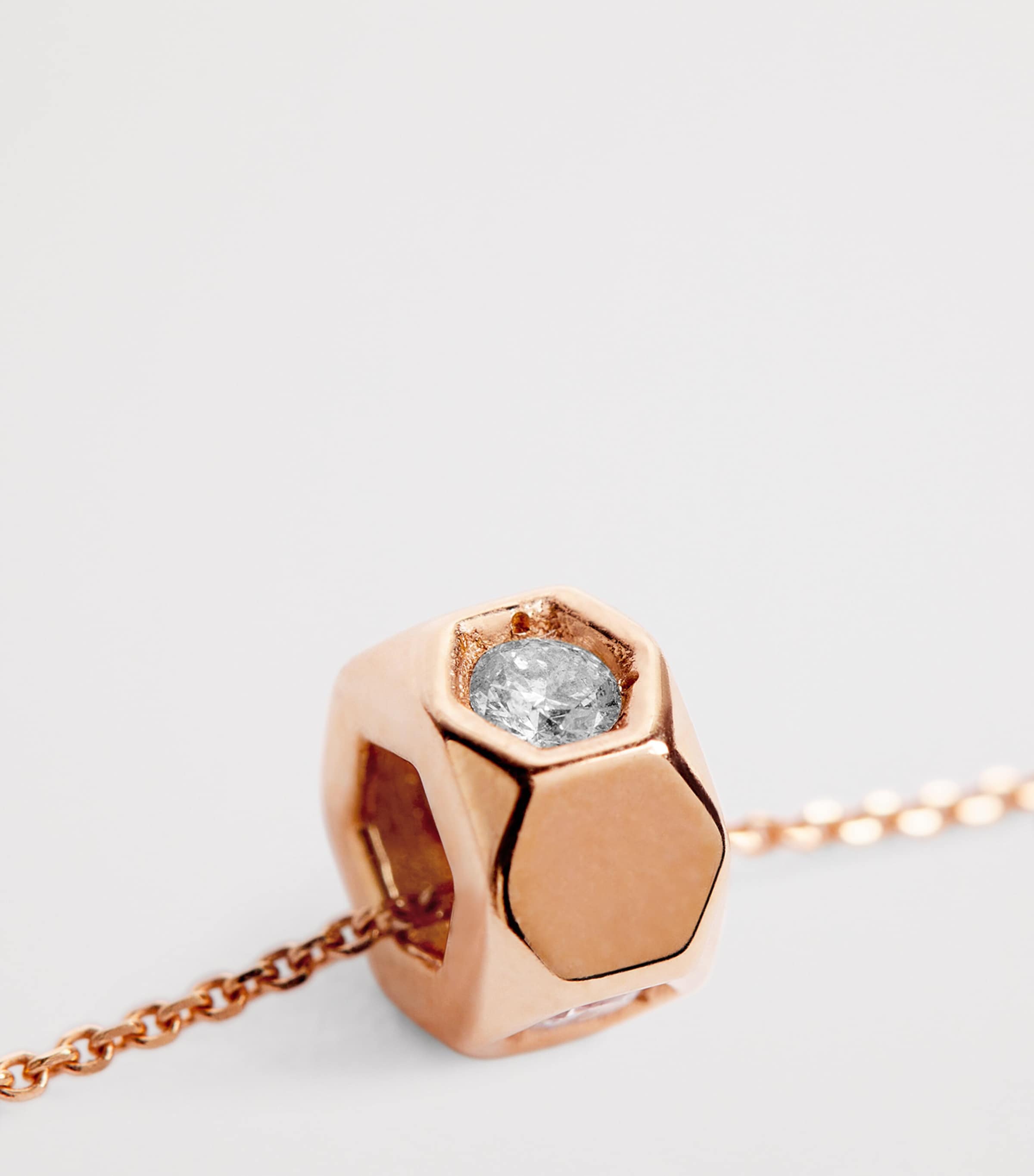 Mini Rose Gold and Diamond Honeycomb Necklace ROSE GOLD Image 4