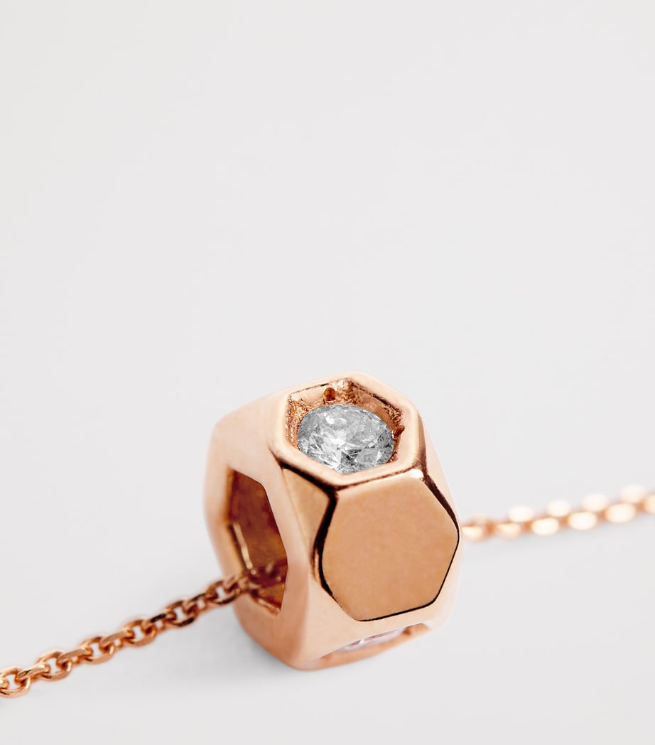 Mini Rose Gold and Diamond Honeycomb Necklace ROSE GOLD Image 4