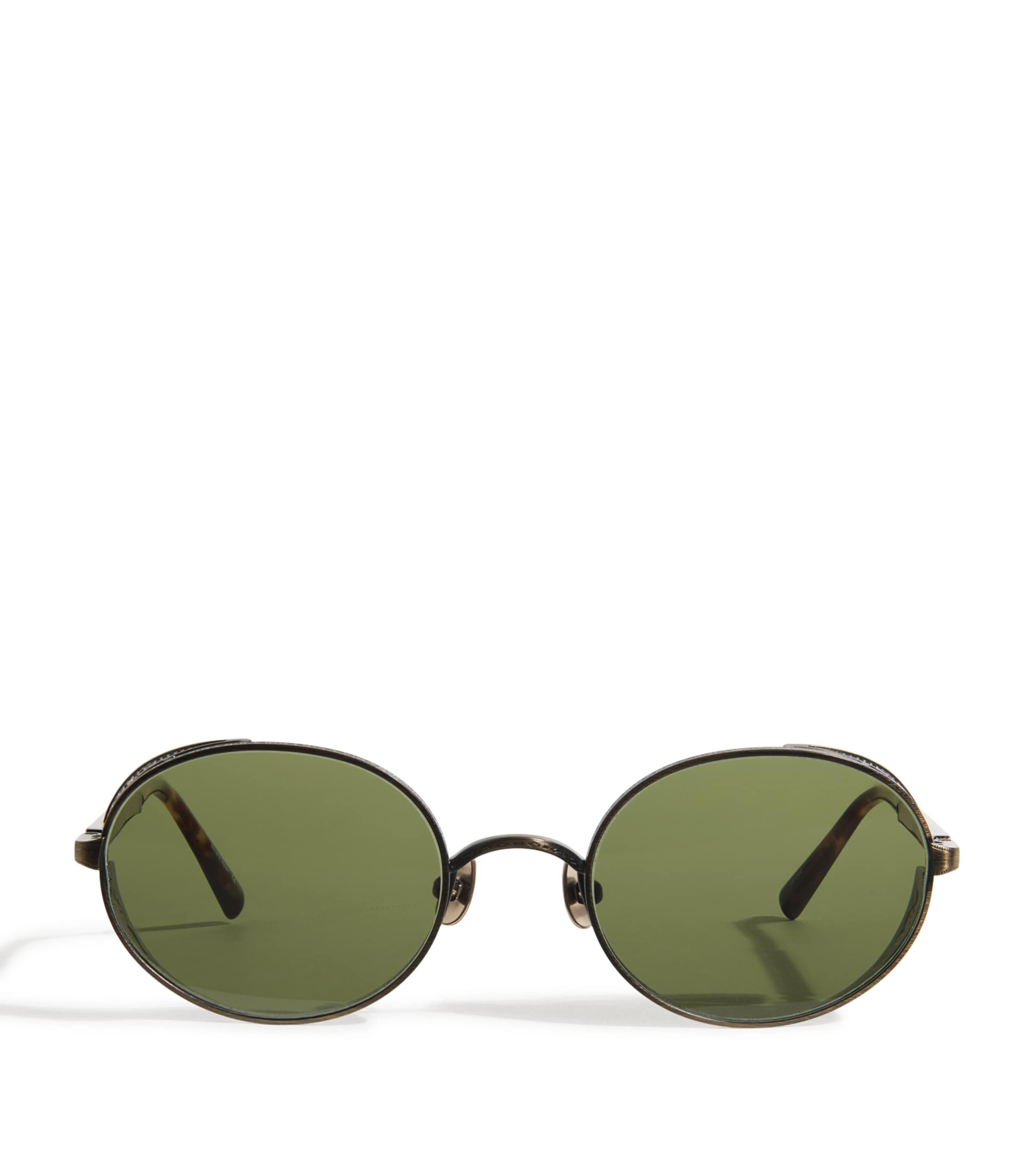 Matsuda M3137 Round Sunglasses Antqu Gld Orng Brn Image 1