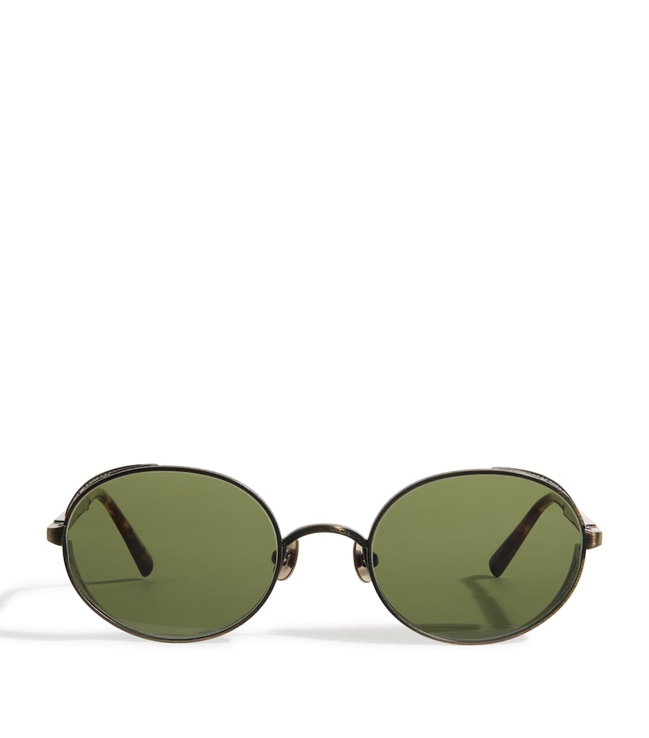Matsuda M3137 Round Sunglasses Antqu Gld Orng Brn Image 1