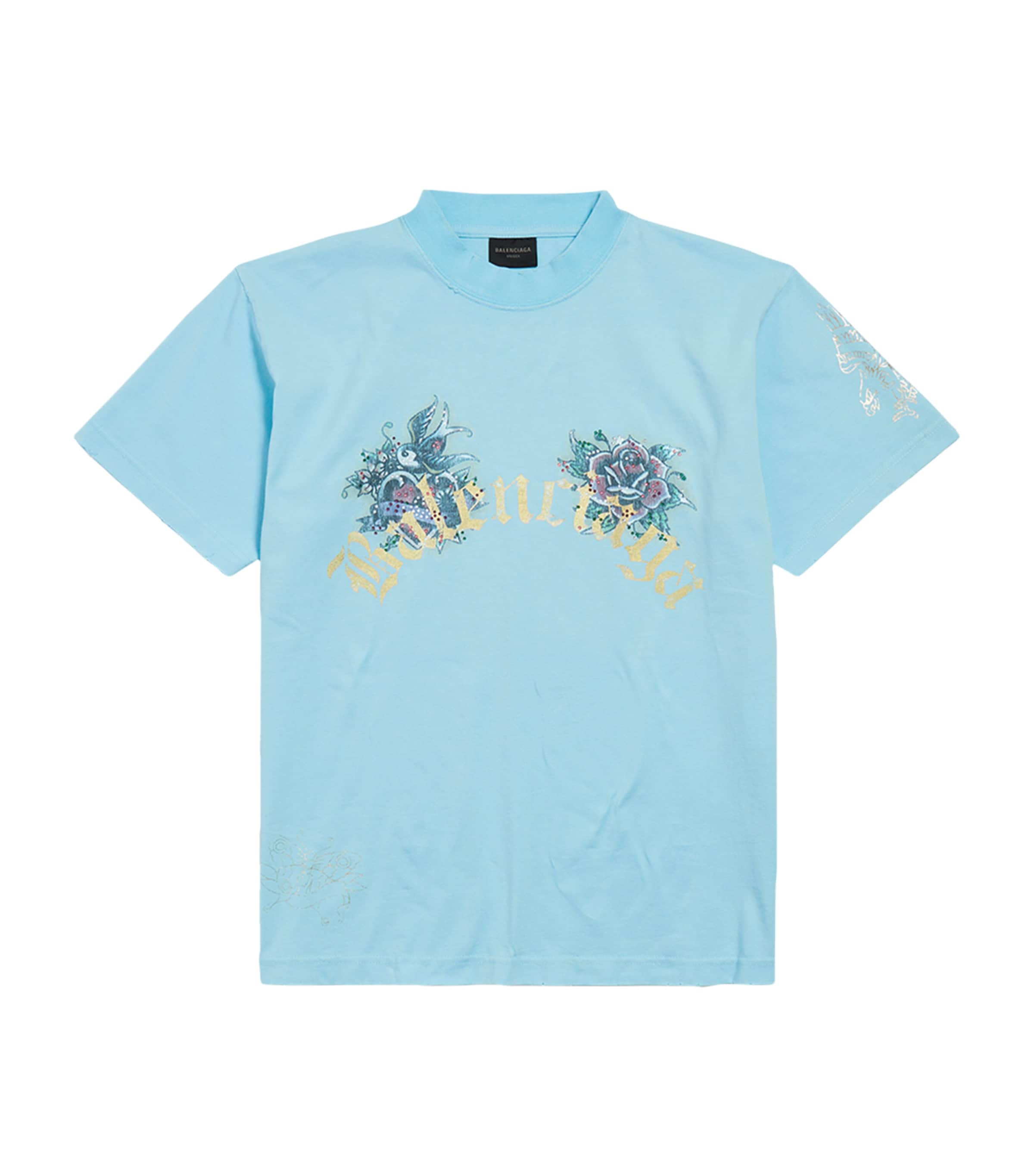 Balenciaga Fitted Cotton T-shirt In Navy