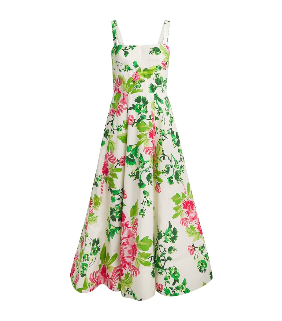 Saloni Womens Floral Print Sabrina Midi Dress Sffier Bqt Plmt Image 1