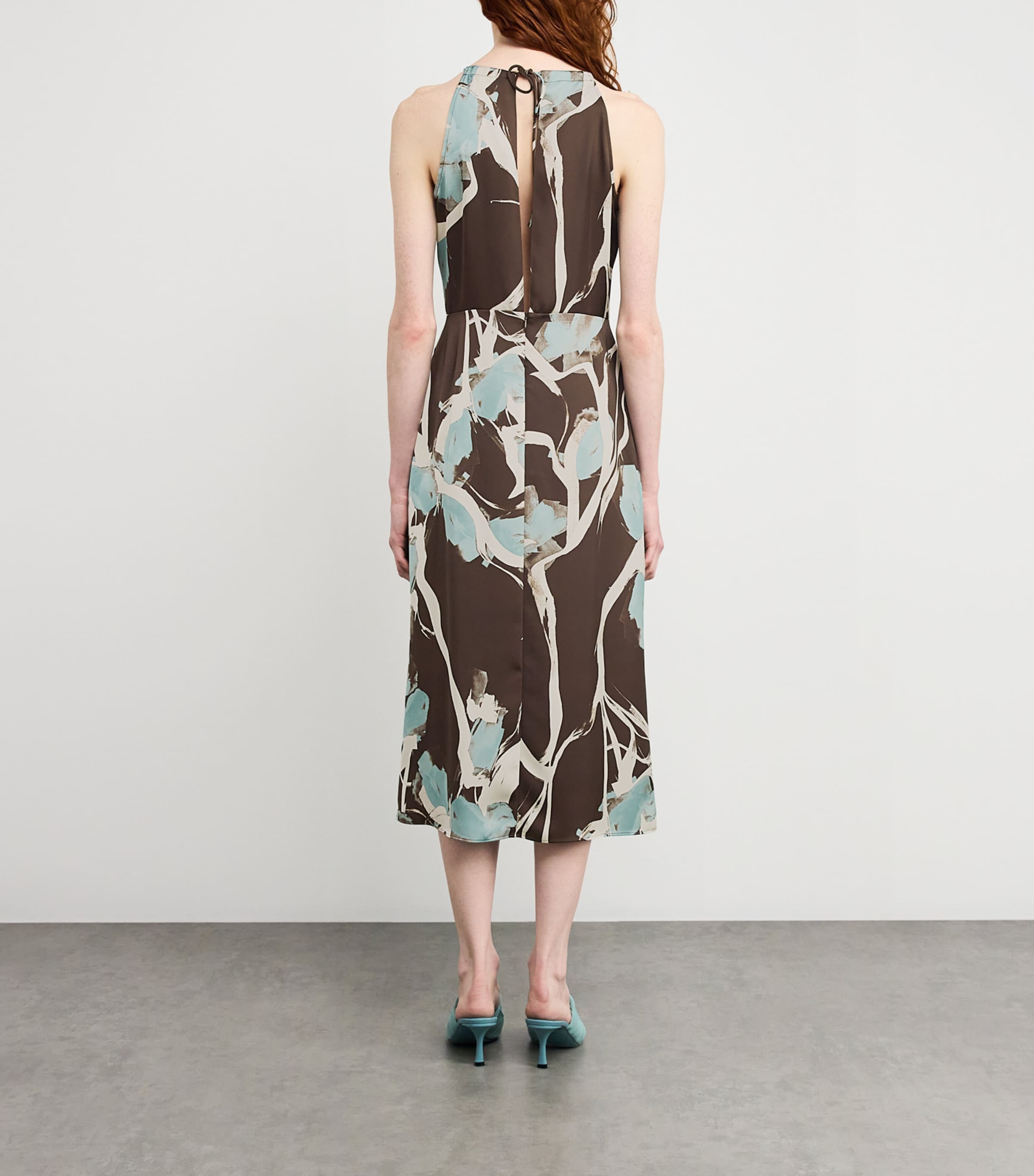 Satin Print Midi Dress COCOA Image 3