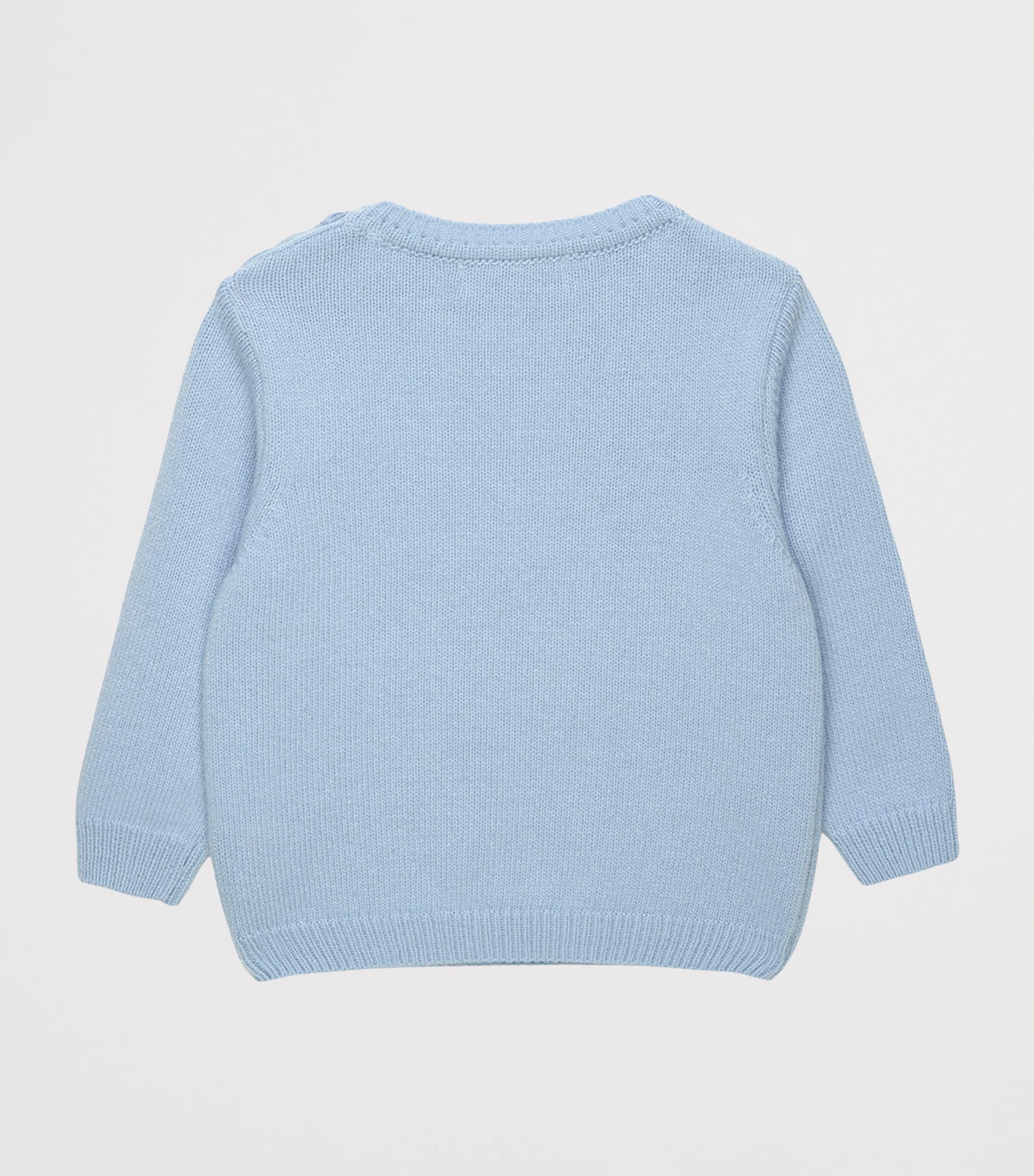 Trotters Knitted Duck and Bunny Sweater (3-24 Months) Blue Image 2
