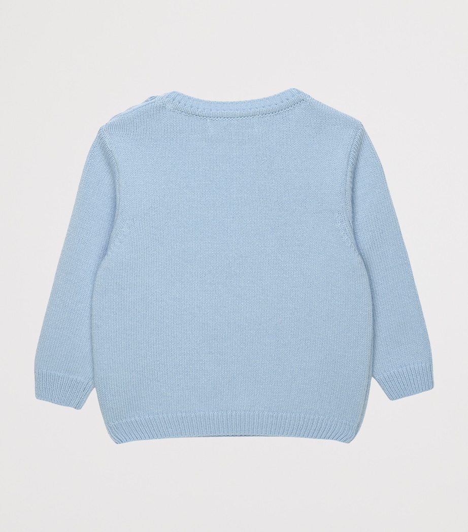 Trotters Knitted Duck and Bunny Sweater (3-24 Months) Blue Image 2
