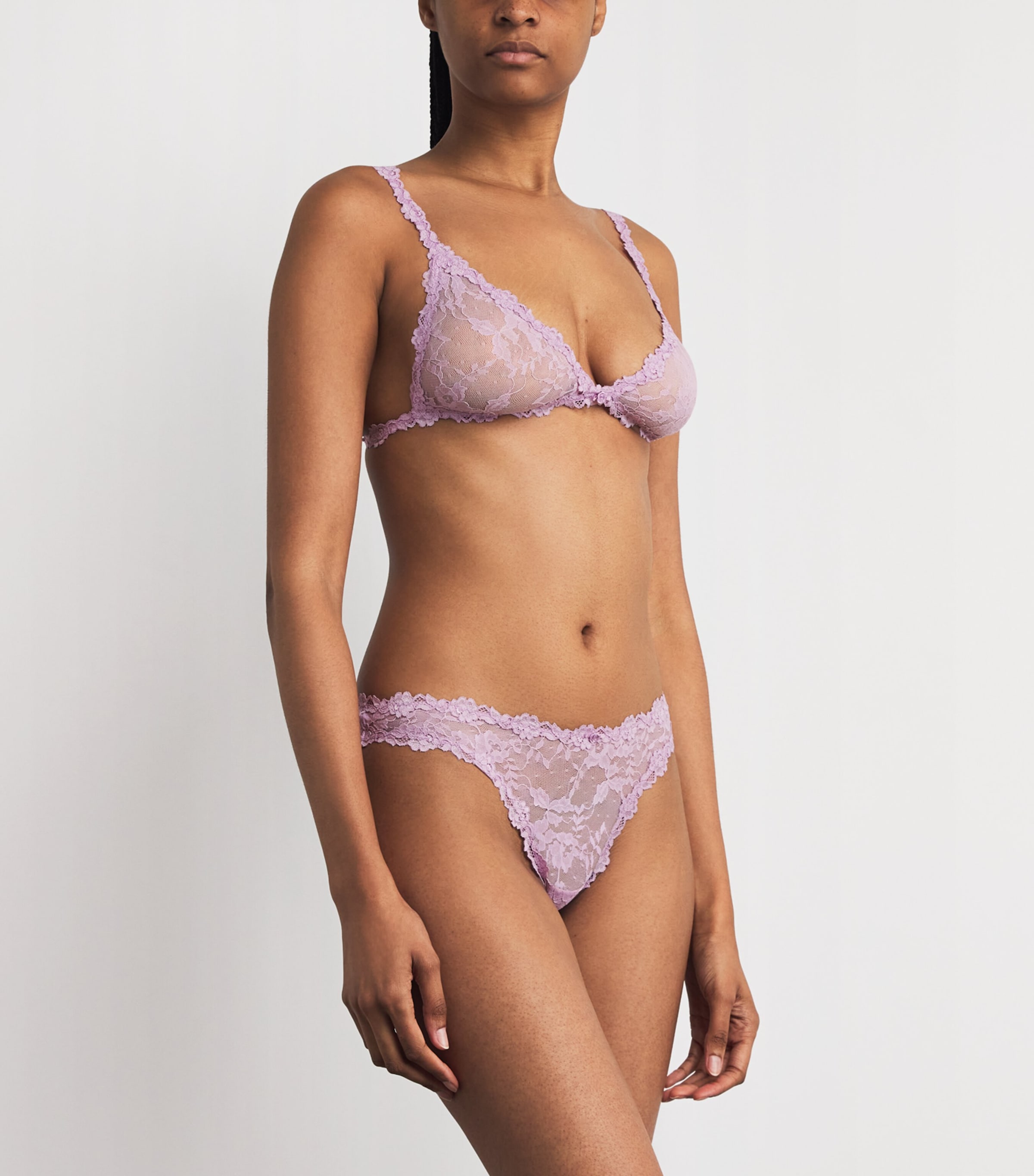 Stretch Lace Triangle Bralette BABY PINK Image 2